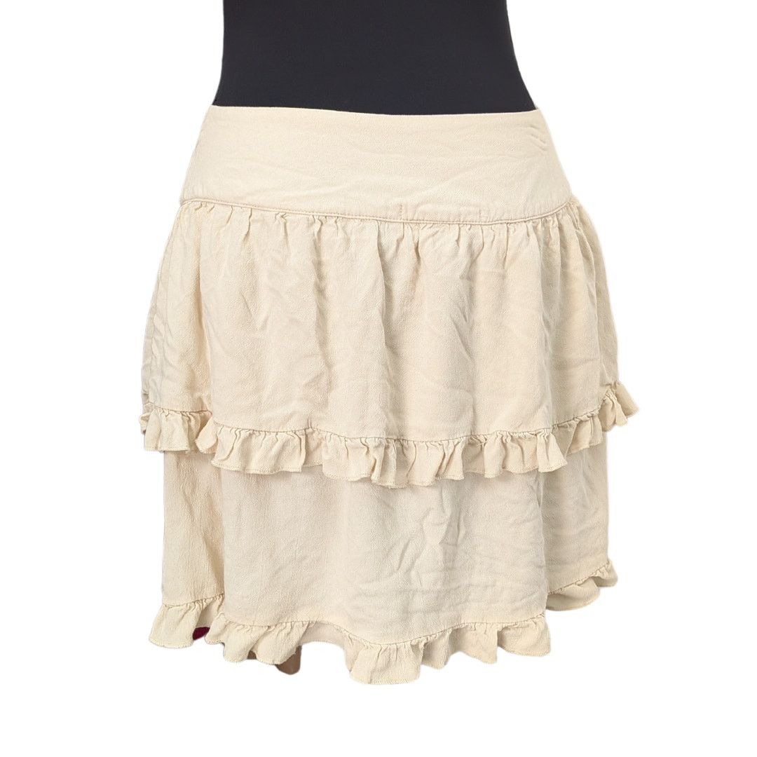 Forever 21 Forever 21 Y2K Creme Tiered Mini Wrap Skirt | Women's M Size 32" / US 10 / IT 46 - 2 Thumbnail