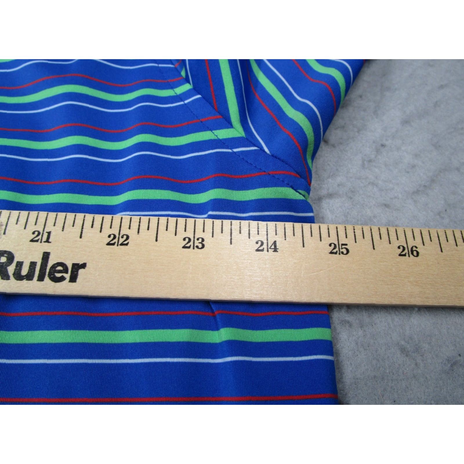 Vintage DONALD ROSS SPORT Shirt Mens XL Blue STRIPED Polo with PLANTATION GOLF CLUB logo embroidered on front - polyester blend Size US XL / EU 56 / 4 - 6 Thumbnail