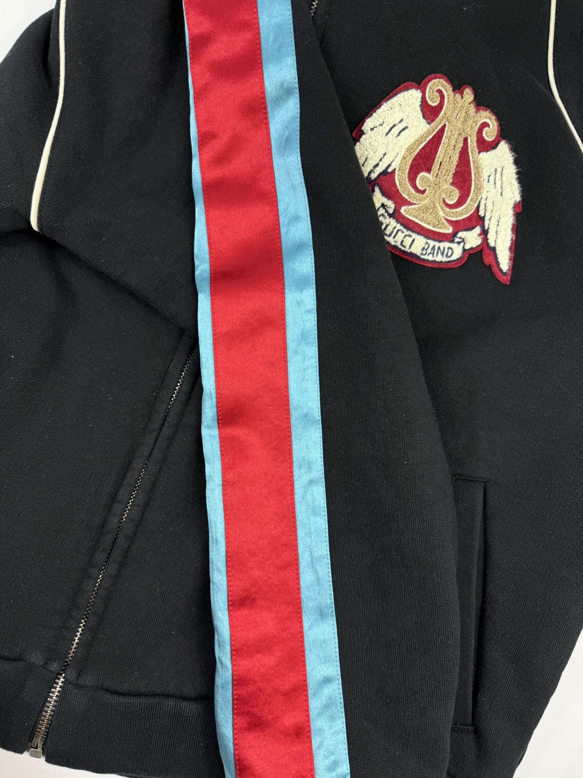 Gucci GUCCI BAND PATCH WORK SATIN STRIPE ZIP UP HOODIE Size US XL / EU 56 / 4 - 10 Thumbnail