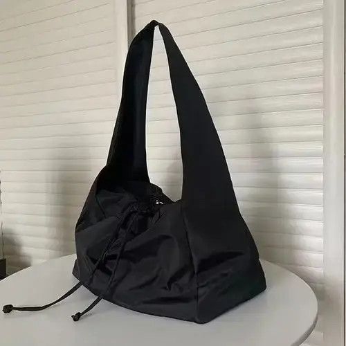 Vintage Oversized Baggy Black Shoulder Tote Bag, Men's