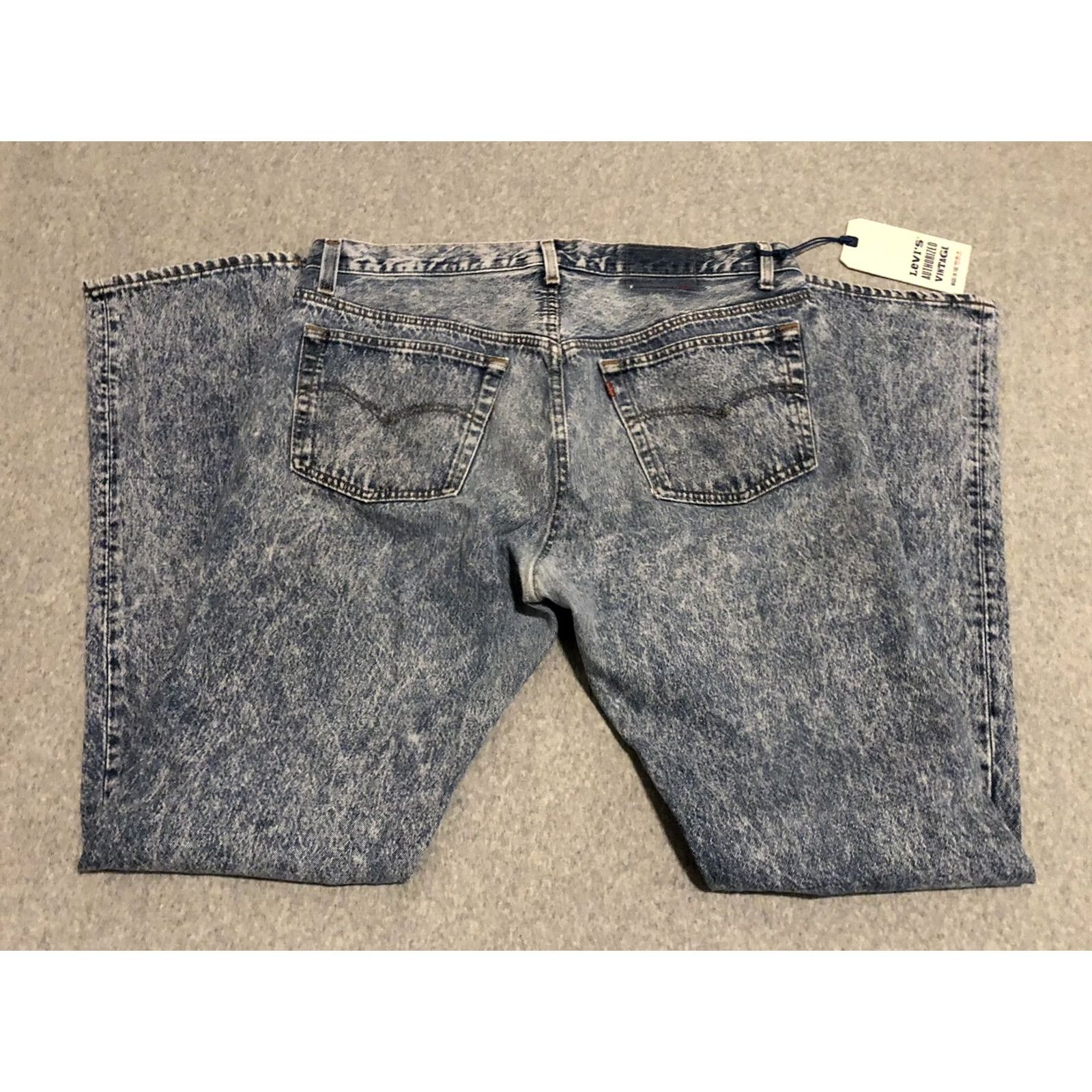 Levi's VINTAGE Levi's 501 Tapered Jeans USA Regular Men 36x34 Blue Denim Cotton NWT Distressed Button Handmade USA Theme Womens? No Size US 36 / EU 52 - 5 Thumbnail