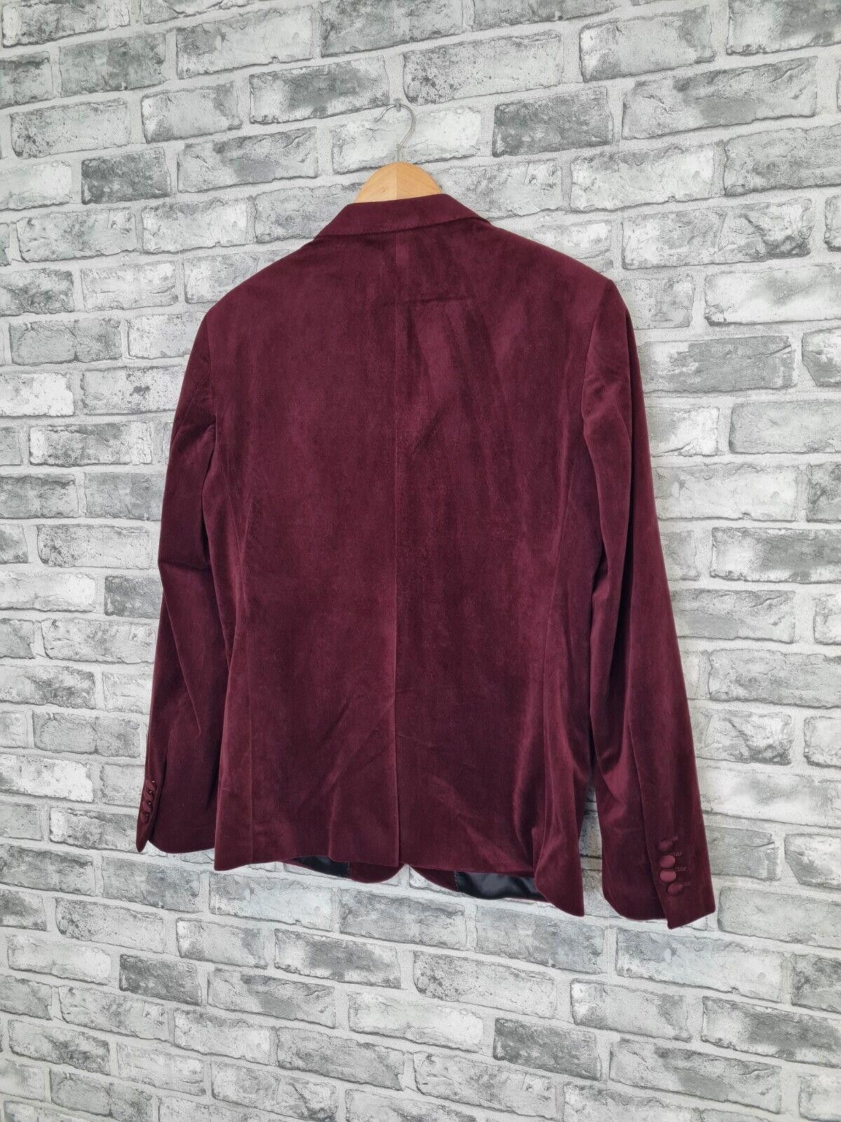 Designer Holland Esquire Velvet Blazer Size Large Red Wine Jacket Size US L / EU 52-54 / 3 - 3 Thumbnail