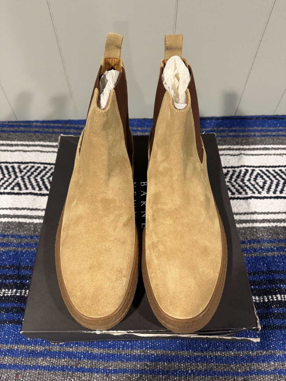 Barneys New York Tan Suede Chelsea Boots Size US 12 / EU 45 - 3 Thumbnail