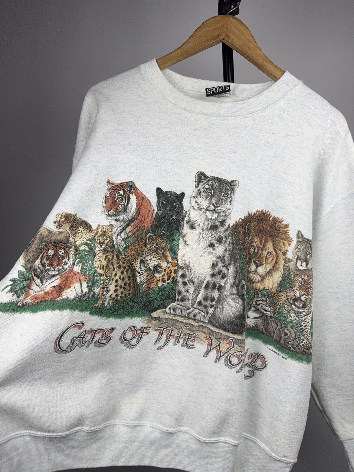 Habitat Vintage 1994 Wildlife Cat Front & Back Print Sweatshirt USA Size US L / EU 52-54 / 3 - 5 Thumbnail