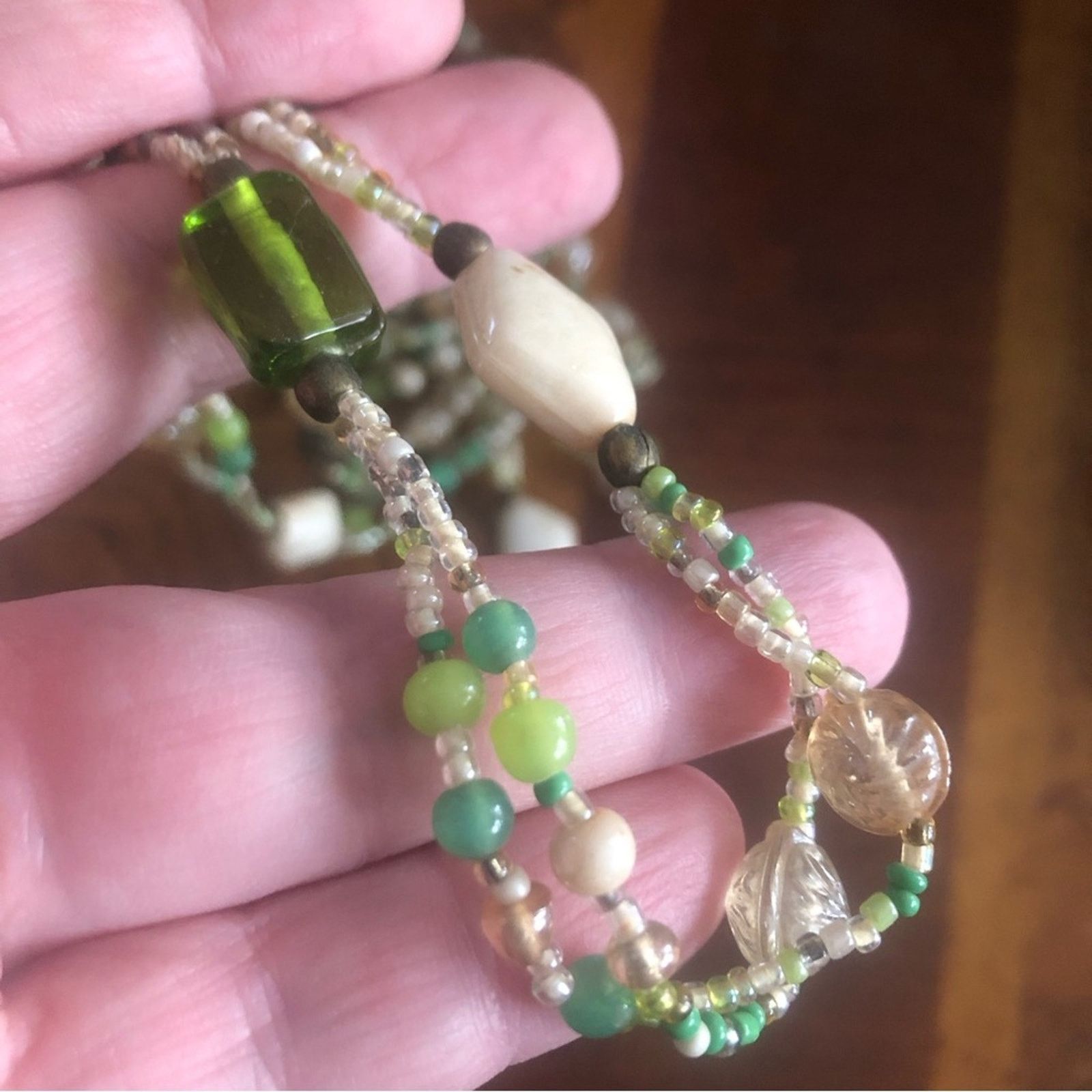 Vintage Vintage natural tones mixed glass bead long length necklace Size ONE SIZE - 6 Thumbnail