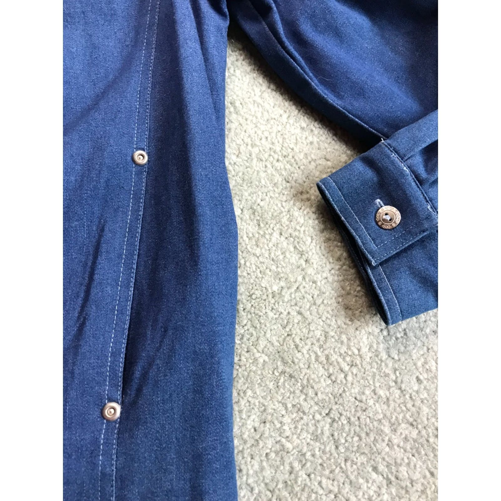 Vintage Alfred Dunner Jacket Women's 6P Petite Blue Jeans Shoulder Pads Coat Mid-Length Zip Cotton Blend Modern Vintage No Size 28" / US 6 / IT 42 - 3 Thumbnail