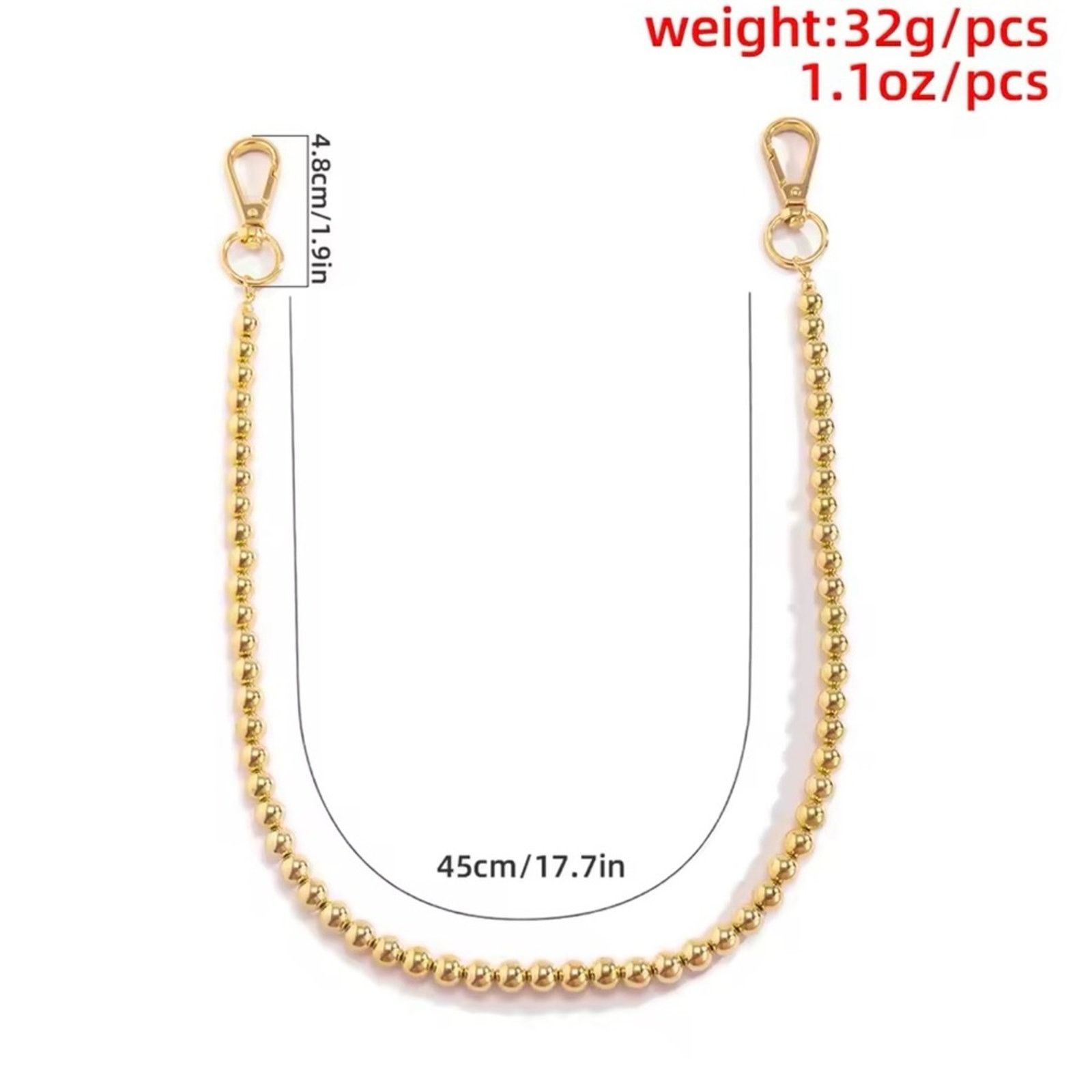 Other Metal pearl Waist Chain Vintage Jeans Key Wallet Chain Size ONE SIZE - 2 Thumbnail