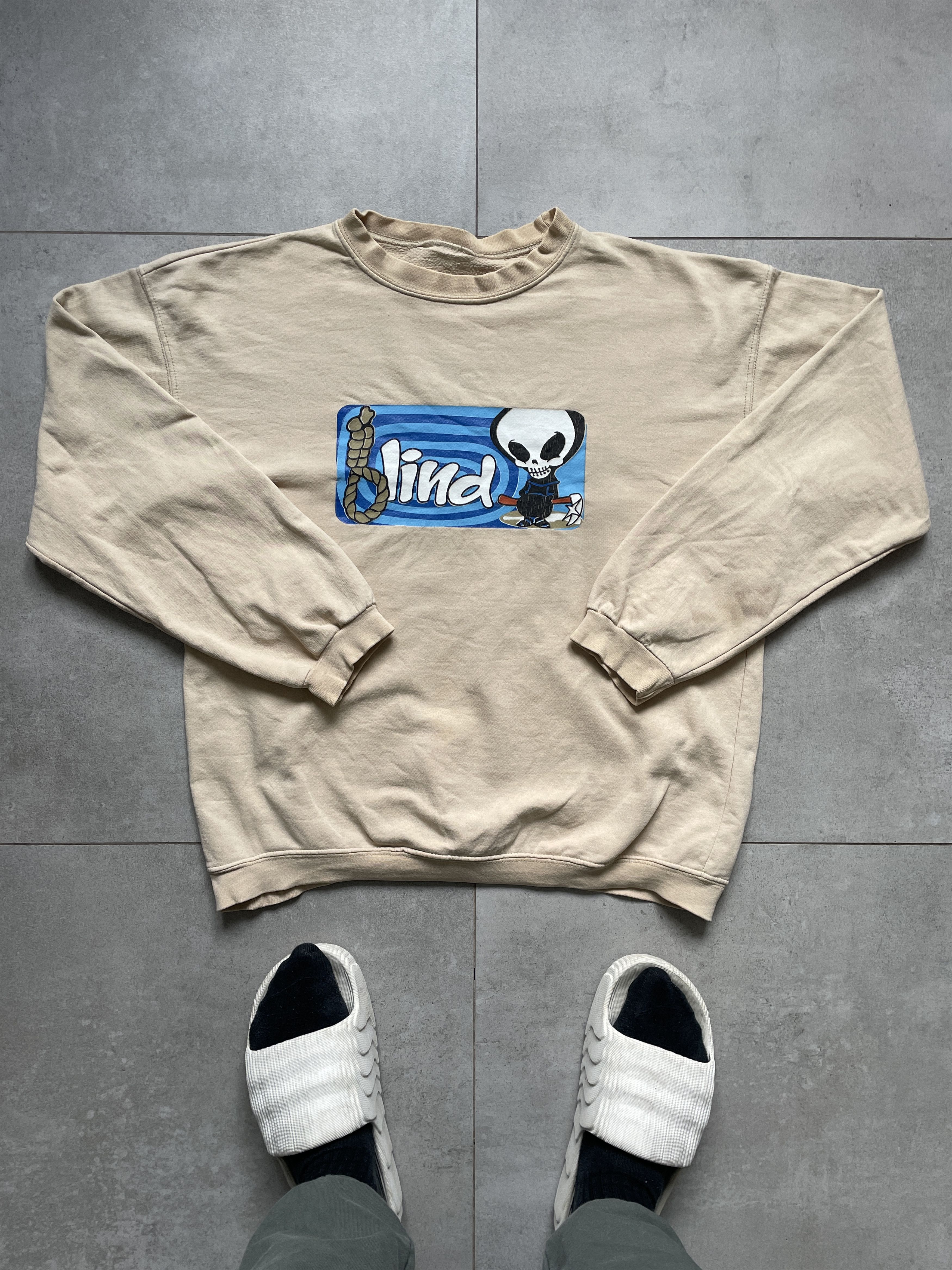Blind Skateboards VINTAGE BLIND BEIGE BOXY SKATEGANG CREWNECK Size US XL / EU 56 / 4 - 1 Thumbnail