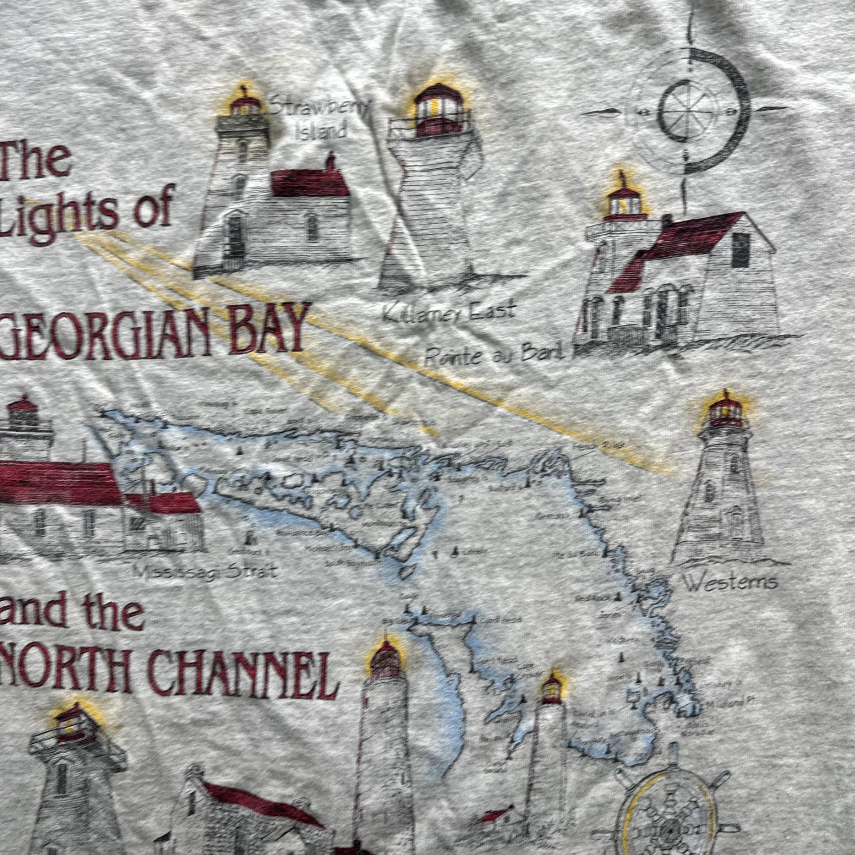 Vintage VINTAGE Georgian Bay Shirt Mens Large Gray Lighthouse Map Souvenir Graphic 90s Shirt Mens Large Gray Nautical Travel Souvenir 90s Womens? Size US M / EU 48-50 / 2 - 7 Thumbnail