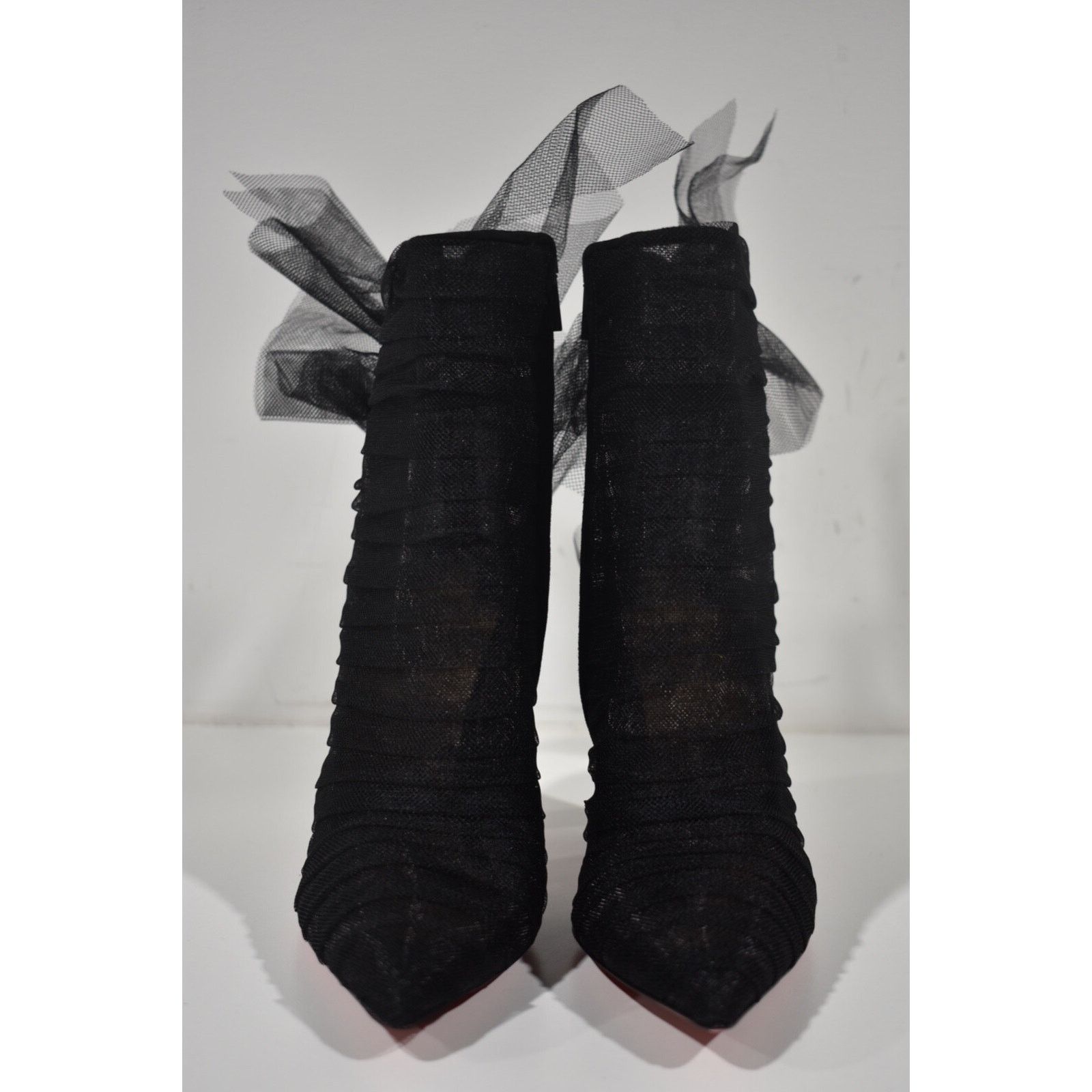 Christian Louboutin Christian Louboutin Libellibooty 100 Black Mesh Tulle Size US 10 / IT 40 - 3 Thumbnail