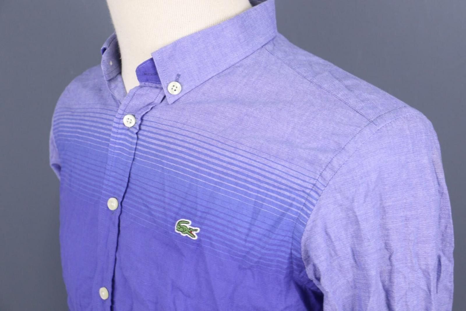 Lacoste Lacoste Slim Fit Regular Fit Blue Striped Up Shirt Size 43 Size US M / EU 48-50 / 2 - 10 Thumbnail