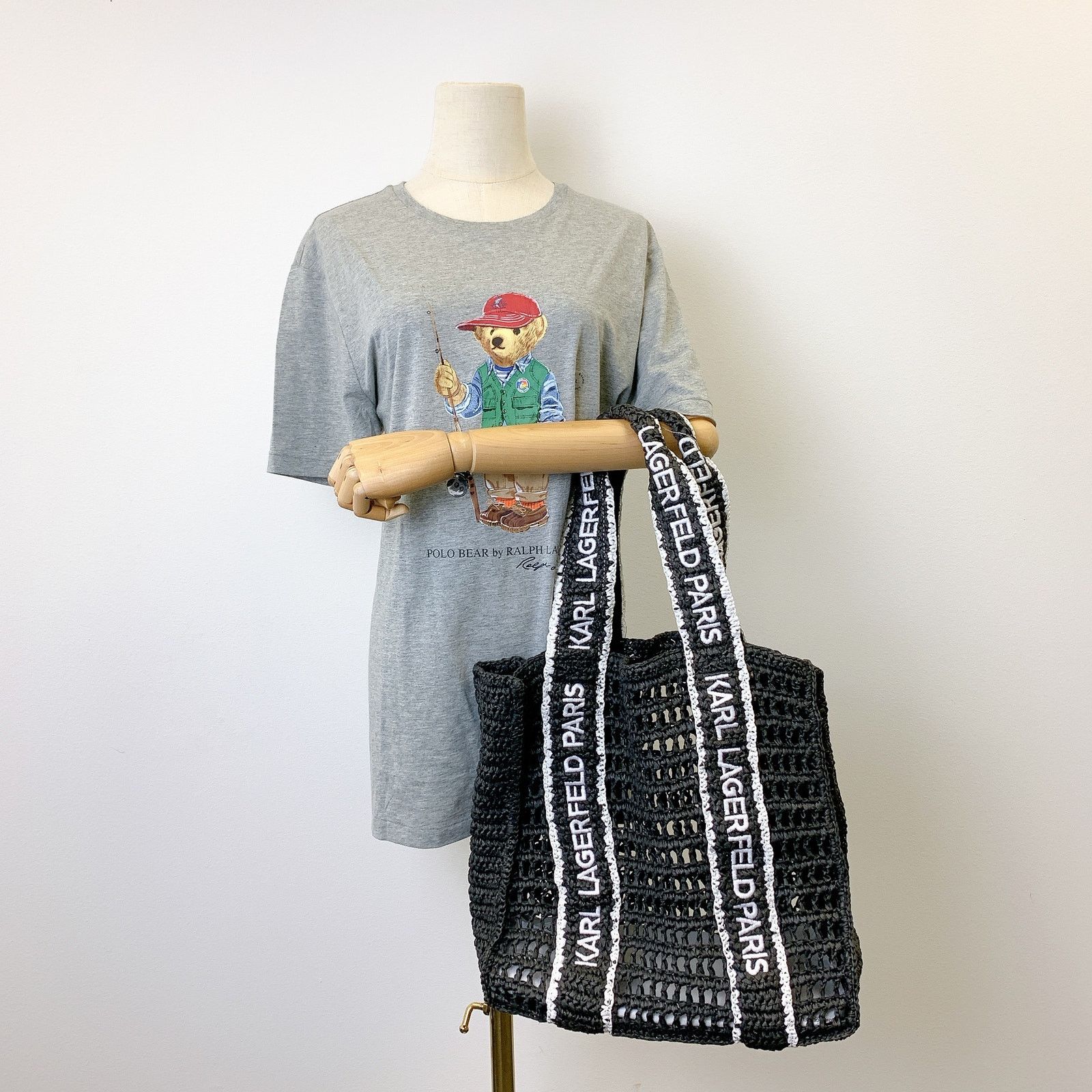 Karl Lagerfeld Karl Lagerfeld LH3AL2DF ANTIBES STRAWLOGO STRAPTOTE IN BLACK Size ONE SIZE - 1 Thumbnail