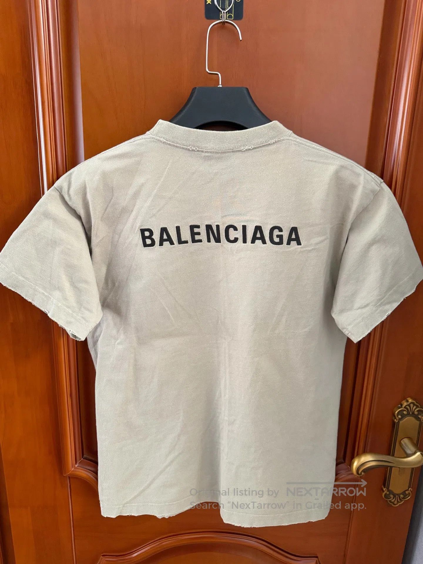 Balenciaga Balenciaga Khaki Color Letter Logo Short Sleeve T-Shirt| Size US M / EU 48-50 / 2 - 2 Thumbnail