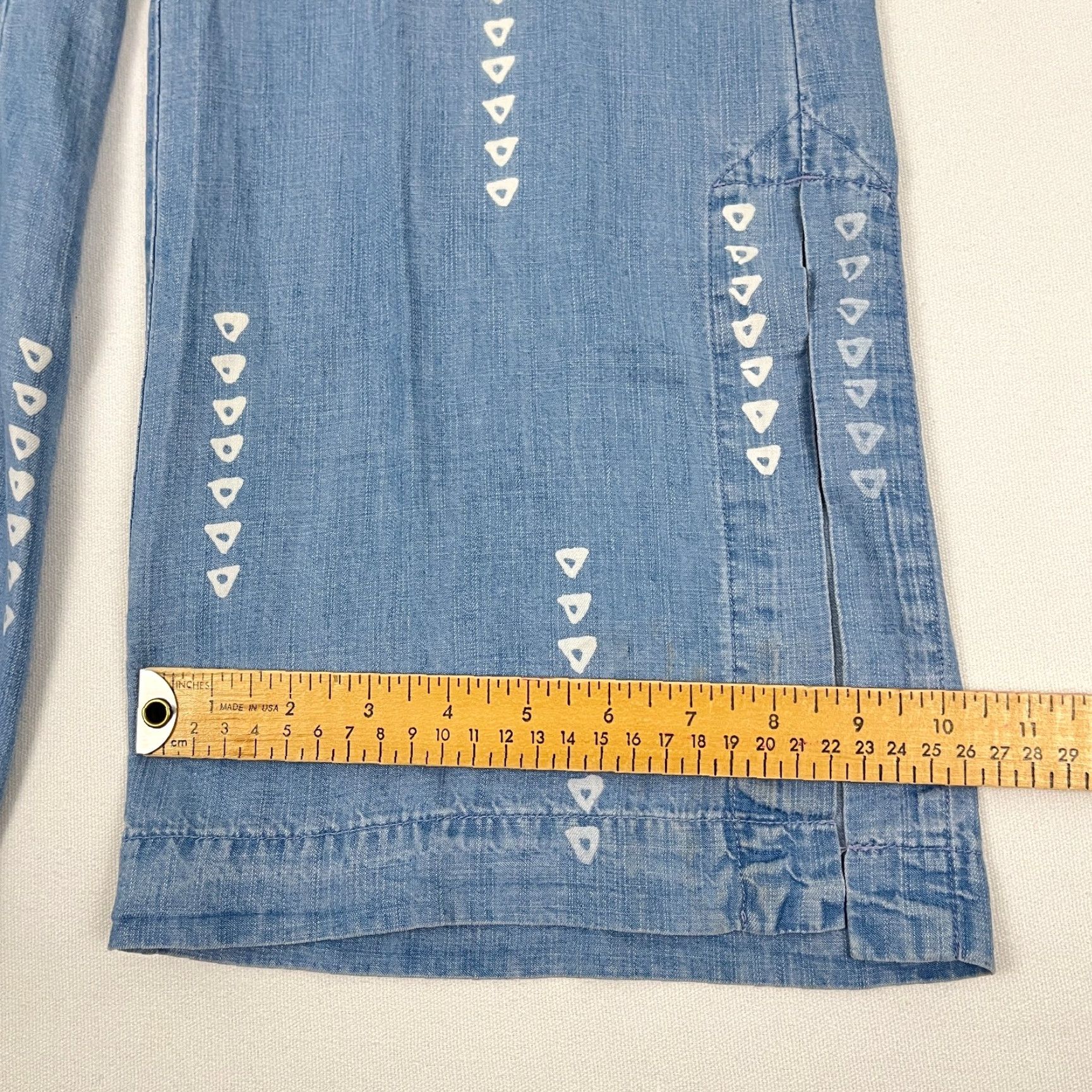 CLOT Cloth & Stone Pants Womens Medium W32 I31 Chambray Blue Wide-Leg Split Hem Print Size 32" / US 10 / IT 46 - 6 Thumbnail