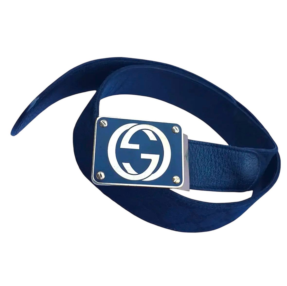 Gucci 90’s Gucci Enamled Belt Buckle With Black Canvas Belt Size 28 - 1 Thumbnail