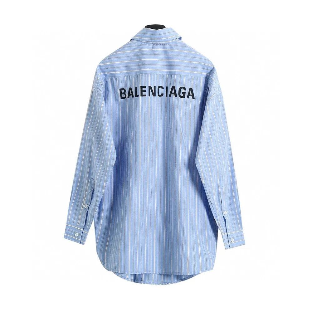 Balenciaga o1srvl11e0425 Cocoon Shirt in Skye Blue/White Size S / US 4 / IT 40 - 6 Thumbnail