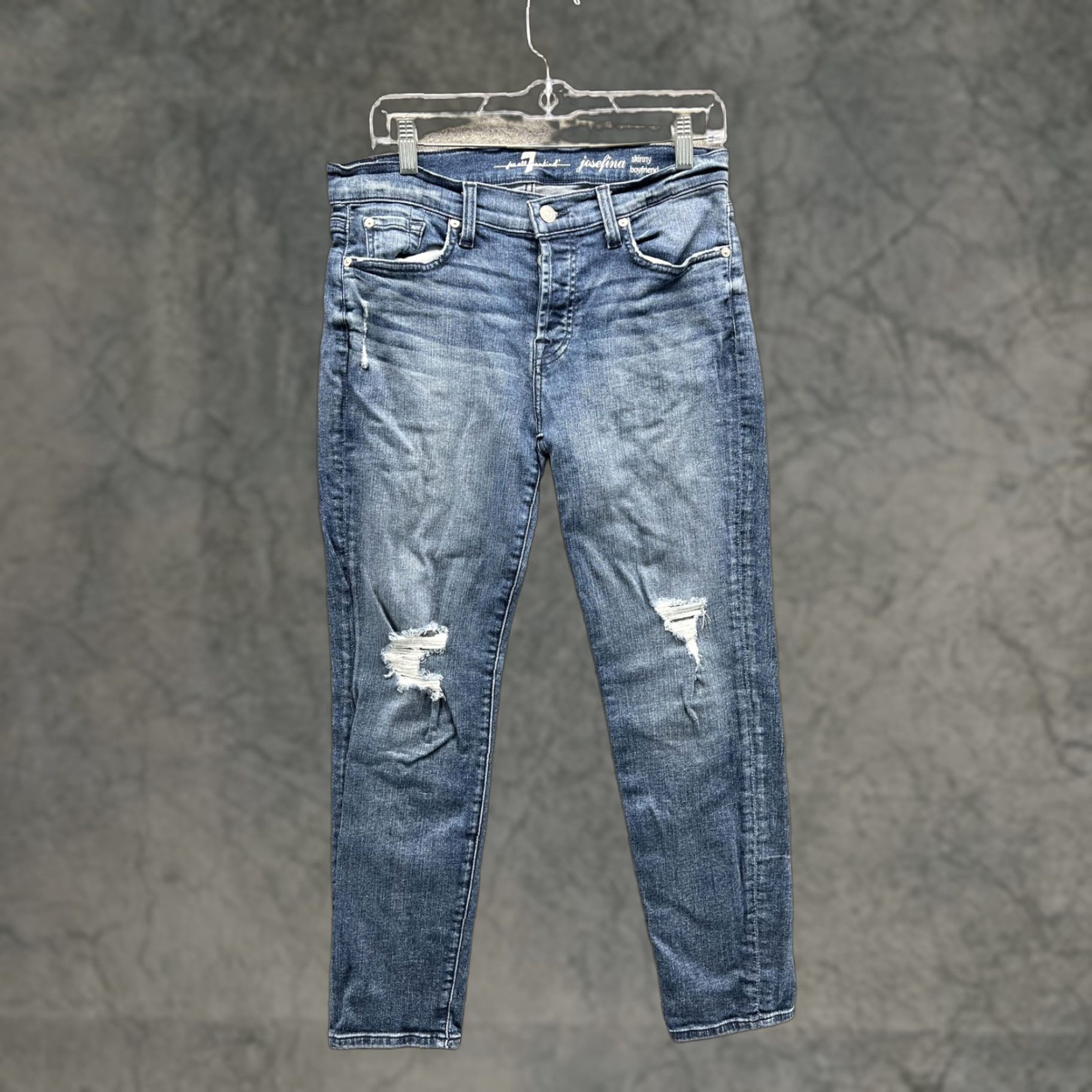 7 For All Mankind 7 For All Mankind Jeans Womens 28 Blue Josefina Distressed Boyfriend Denim Size 28" / US 6 / IT 42 - 1 Thumbnail