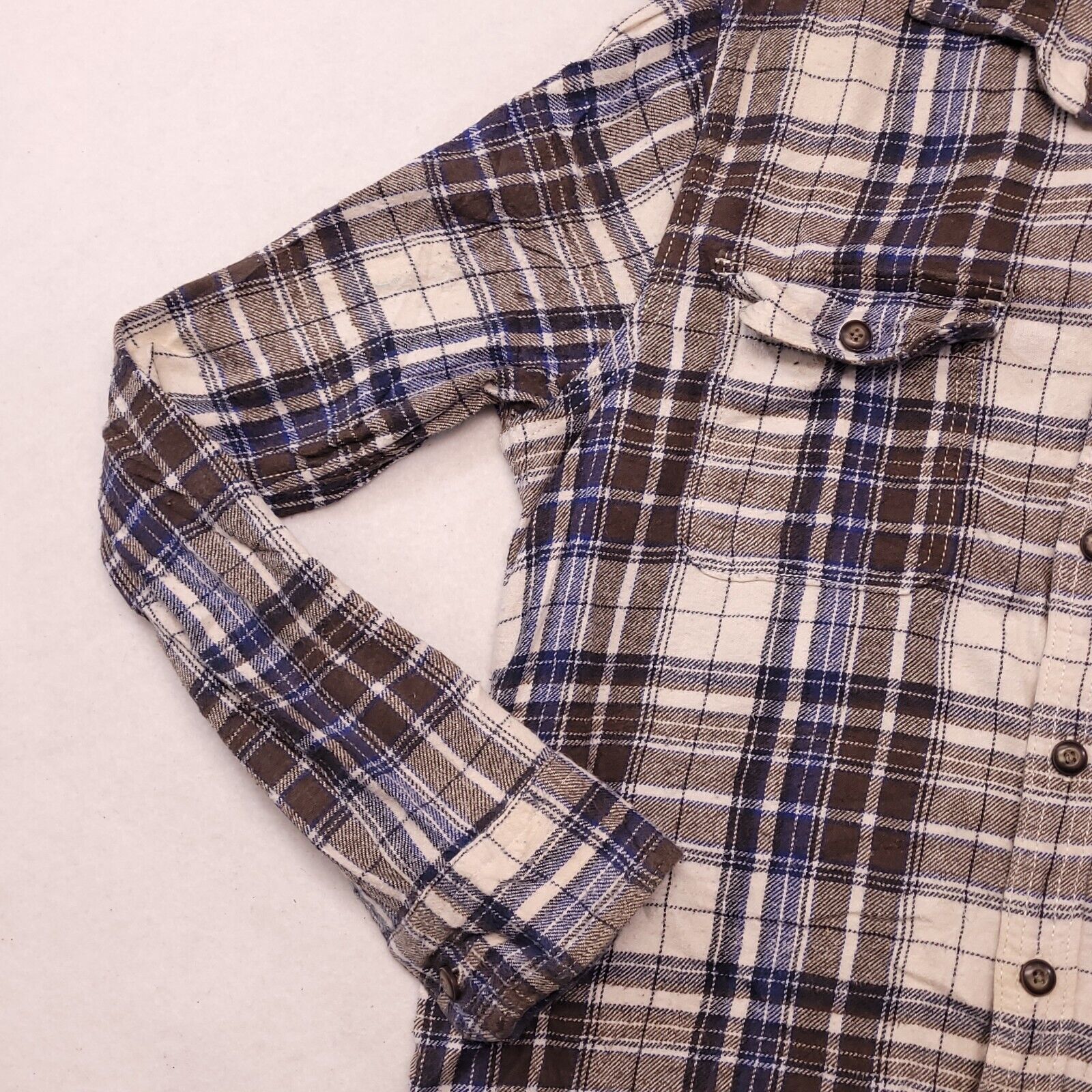 Sonoma Sonoma Madras Flannel Button Up Shirt Mens Size M Brown Blue Size US M / EU 48-50 / 2 - 5 Thumbnail