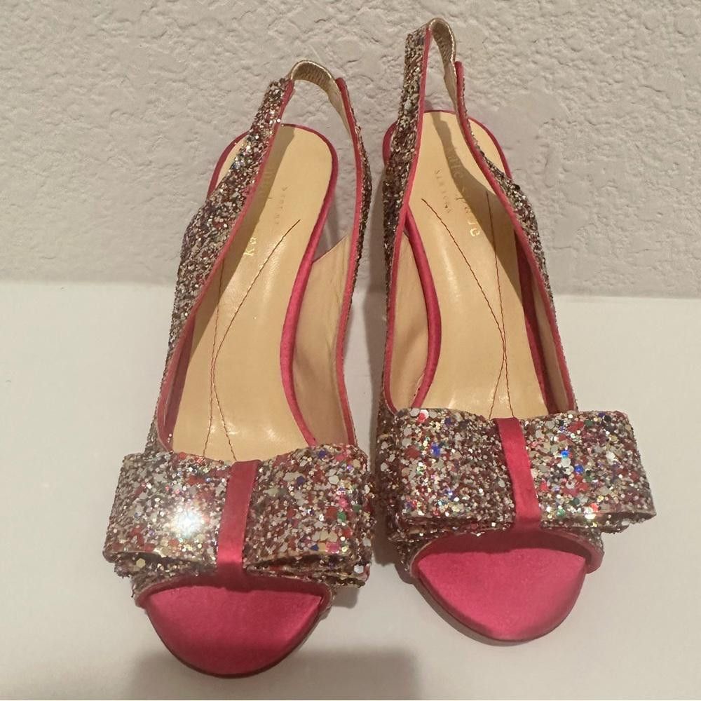 Kate Spade Kate Spade Charm Hot Pink Rainbow Glitter Slingback Heels 6 Size US 6 / IT 36 - 2 Thumbnail