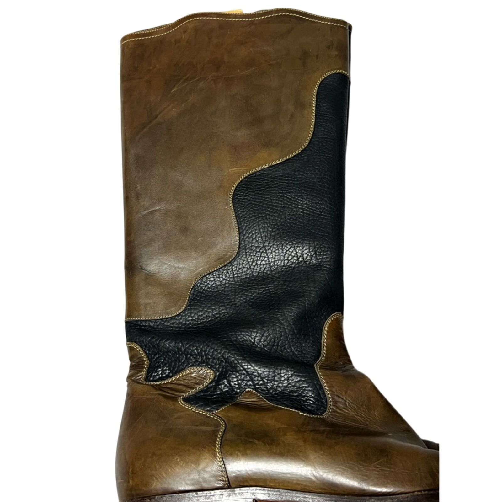 Thursday Boot Company Lorenzo Banfi Women Black Brown Leather Western Boot ITALY Size US 8 / IT 38 - 3 Thumbnail