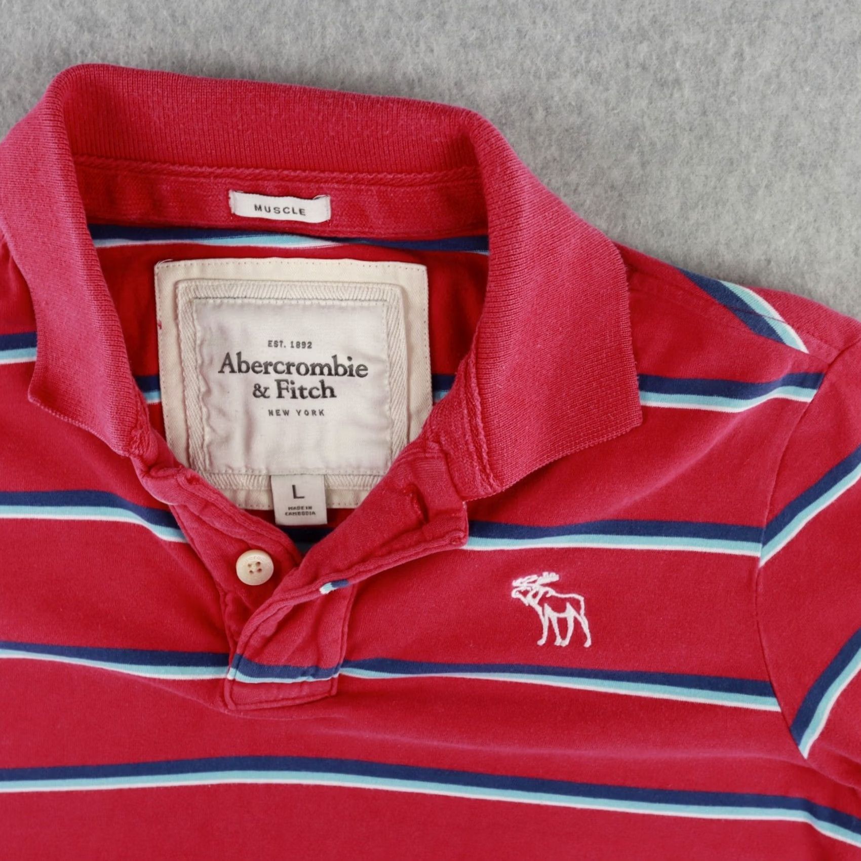 Abercrombie & Fitch Abercrombie & Fitch Polo Shirt Adult Large Red Slim Moose Shirt Mens Size US L / EU 52-54 / 3 - 3 Thumbnail