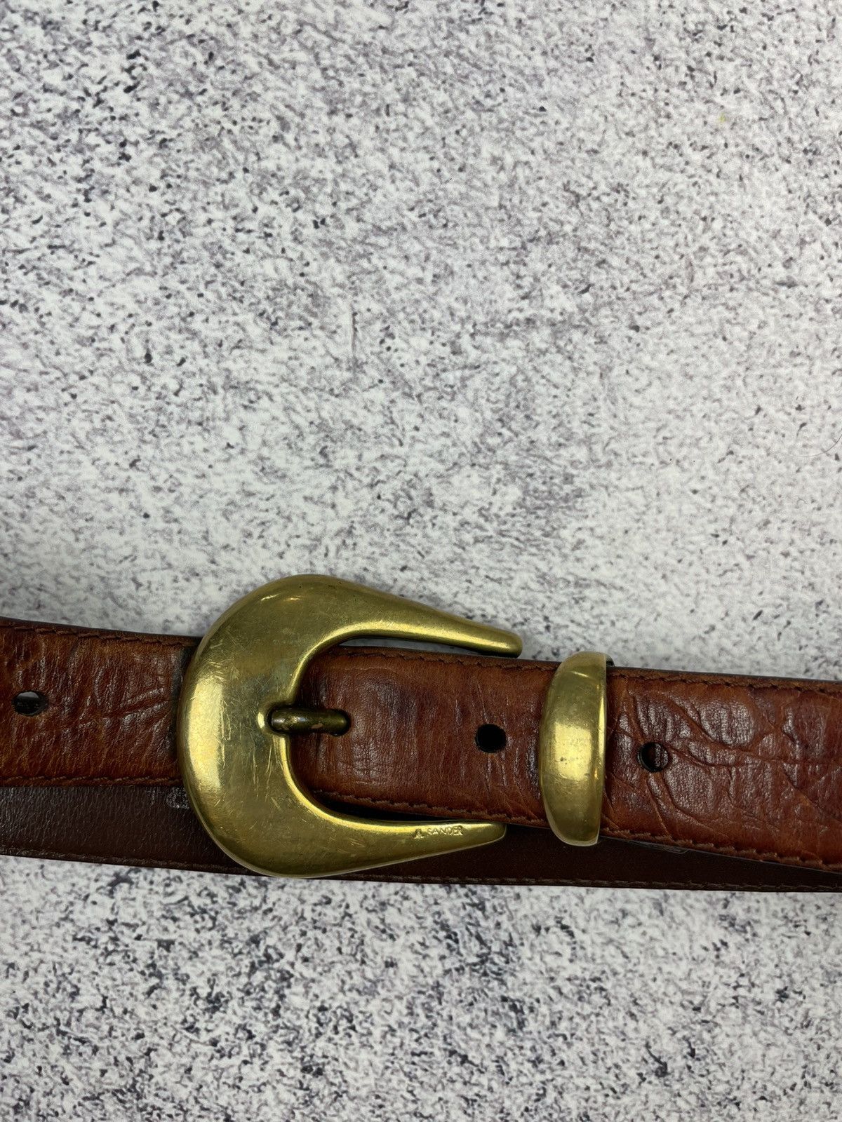 Jil Sander × Vintage Jil Sandre Leather Belt in Brown and Gold Buckle Size ONE SIZE - 5 Thumbnail