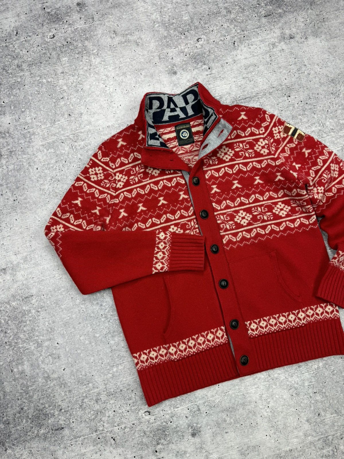 Napapijri × Vintage Vintage Napapijri 90’s Y2K Style Big Logo Rare Wool Sweater Size US L / EU 52-54 / 3 - 2 Thumbnail