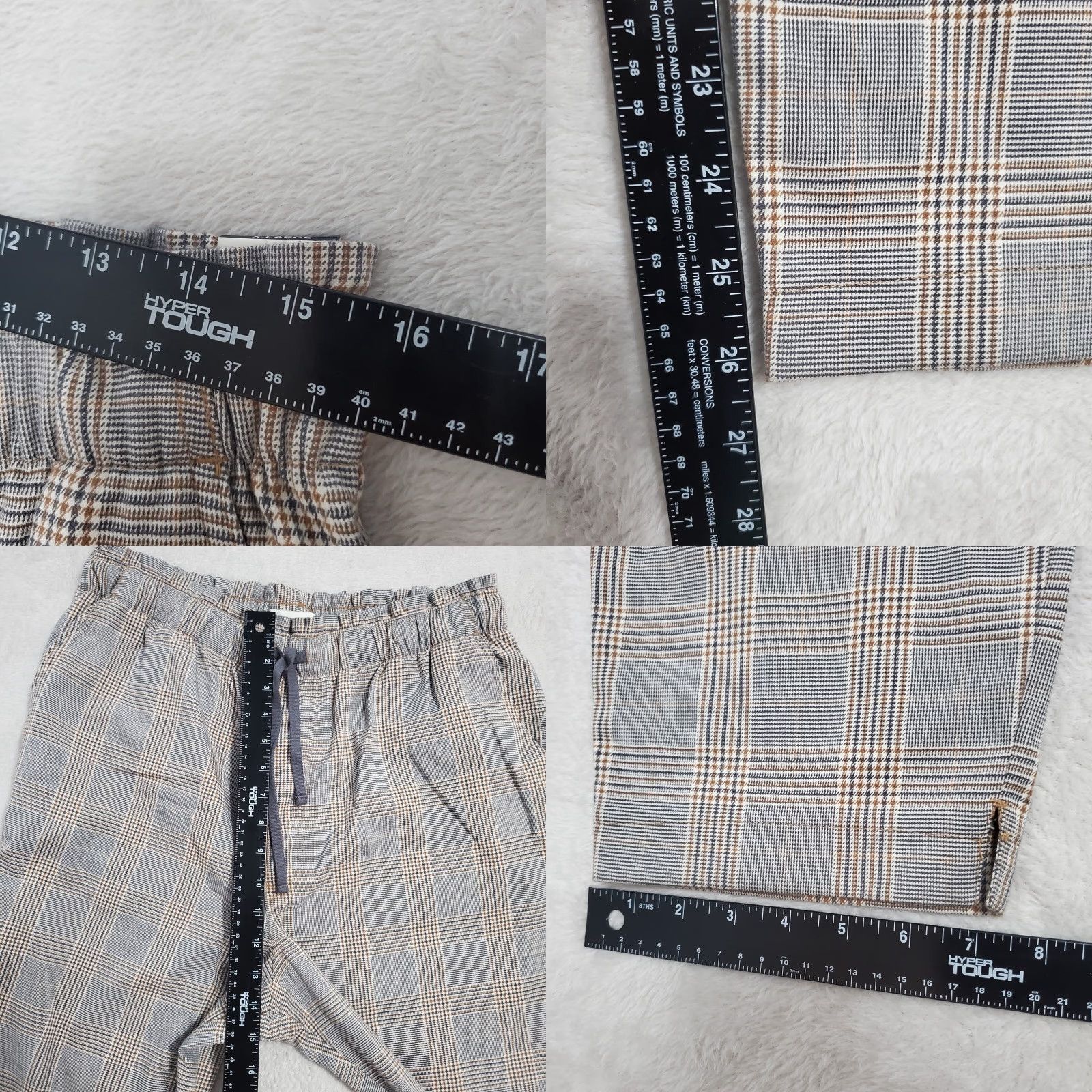 Abercrombie & Fitch Abercrombie & Fitch Pants Women XL Gray Plaid High Rise Cropped Pull On NWT Elastic Waist Pockets Slit 26 Inseam Size 40" / US 18 - 8 Thumbnail