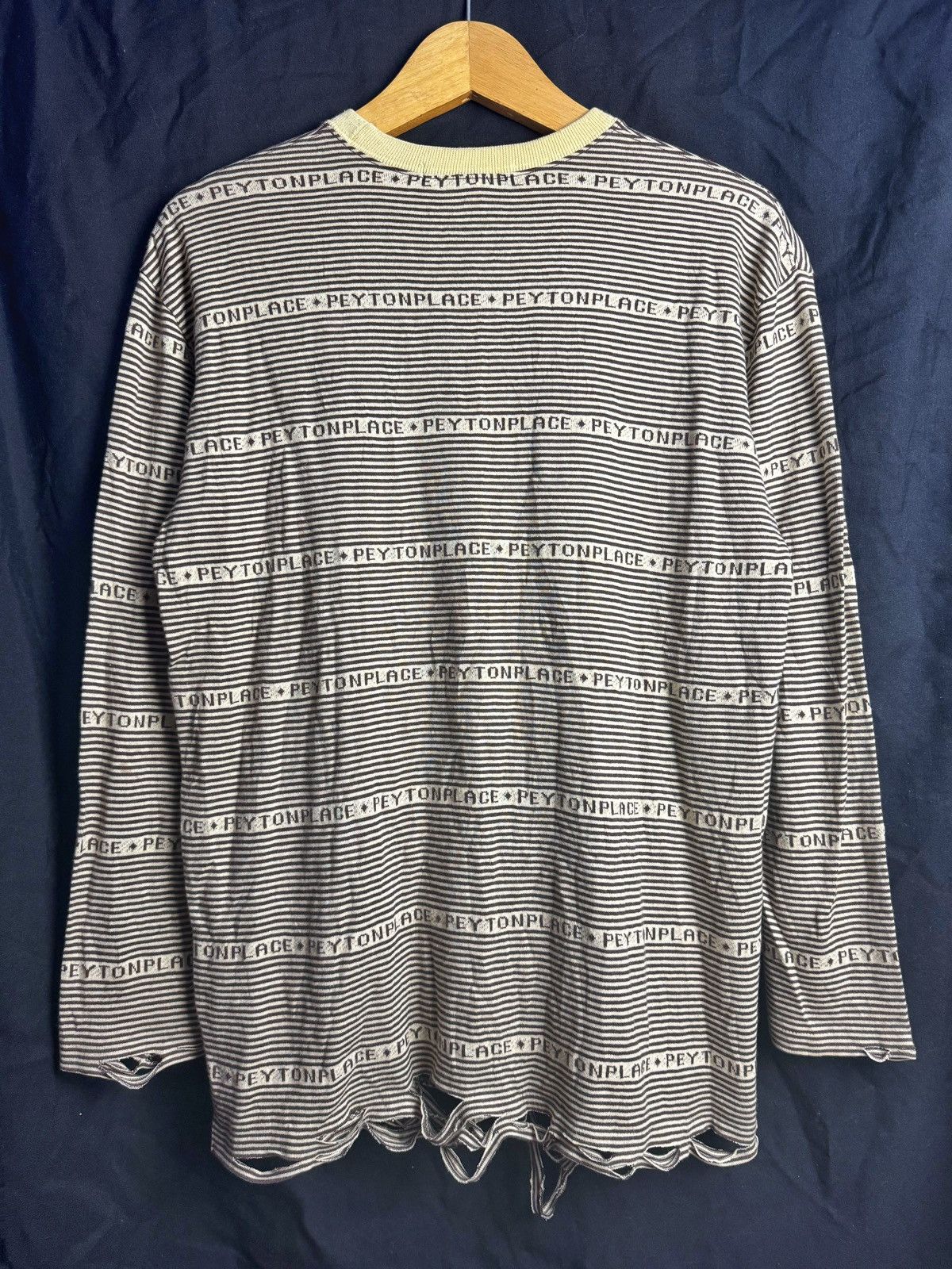 If Six Was Nine × Japanese Brand × PPFM Distressed PPFM Peyton Place Stripe Long Sleeve Size US M / EU 48-50 / 2 - 2 Thumbnail