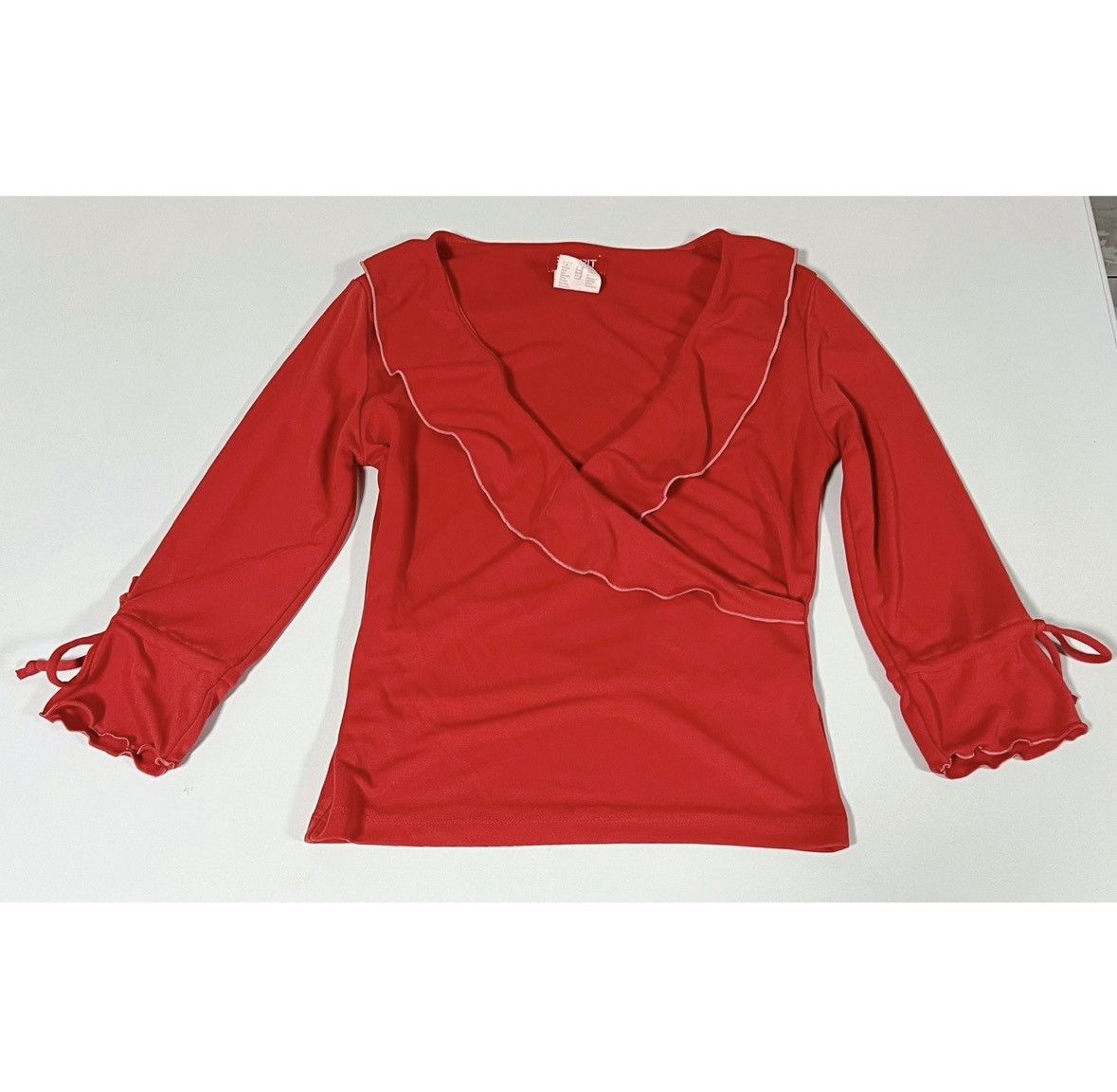 Esprit Esprit Red Ruffle Quarter Sleeve Shirt Top Blouse Size S 🤍❤️ Size S / US 4 / IT 40 - 1 Thumbnail