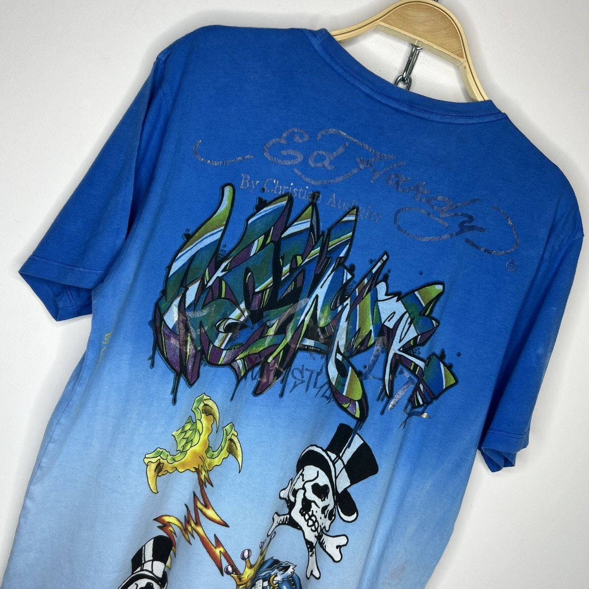Ed Hardy × JNCO × Vintage Y2K Ed Hardy Christian Audigier Tiger Rhinestone Tee Size US L / EU 52-54 / 3 - 8 Thumbnail