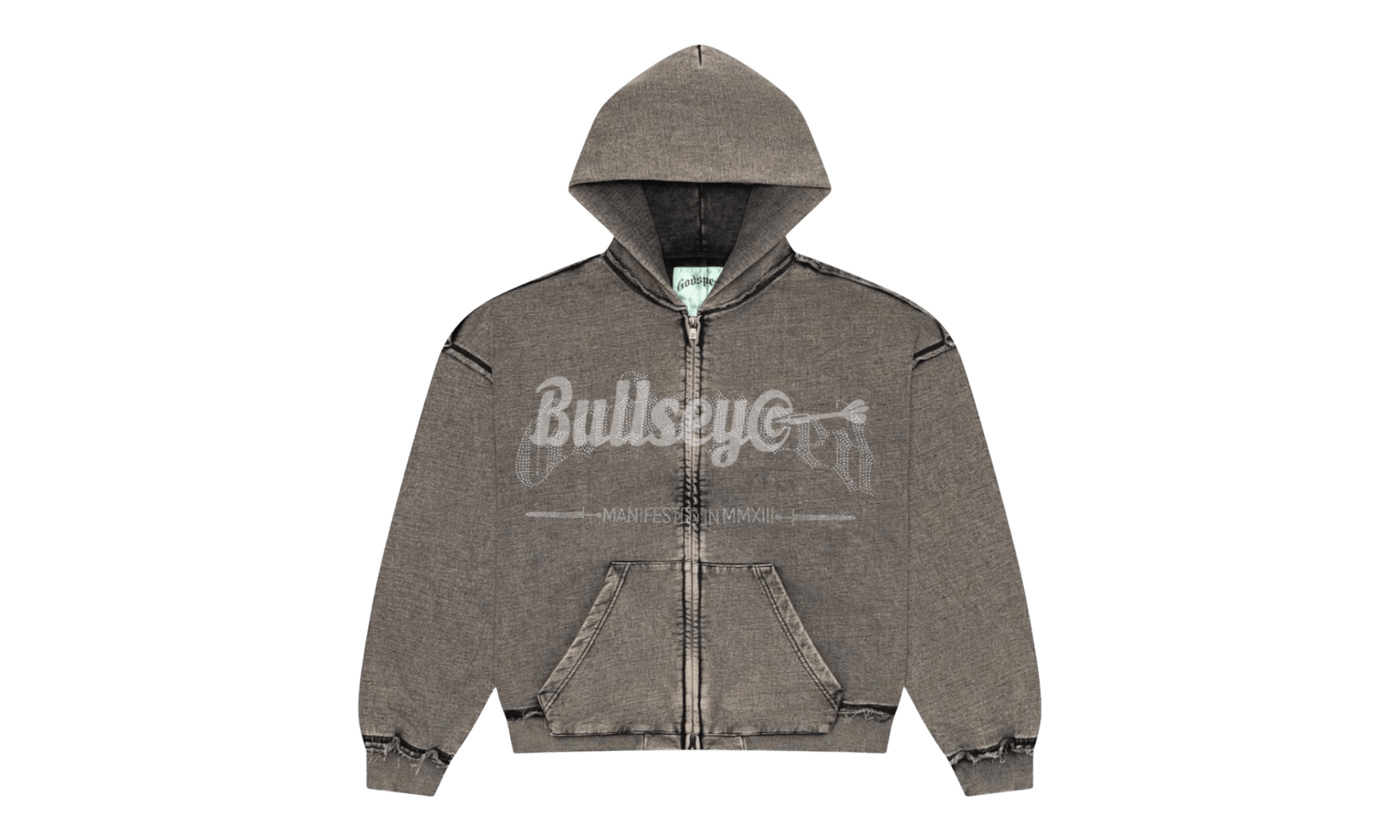 Studded OG Logo Washed Grey Hoodie