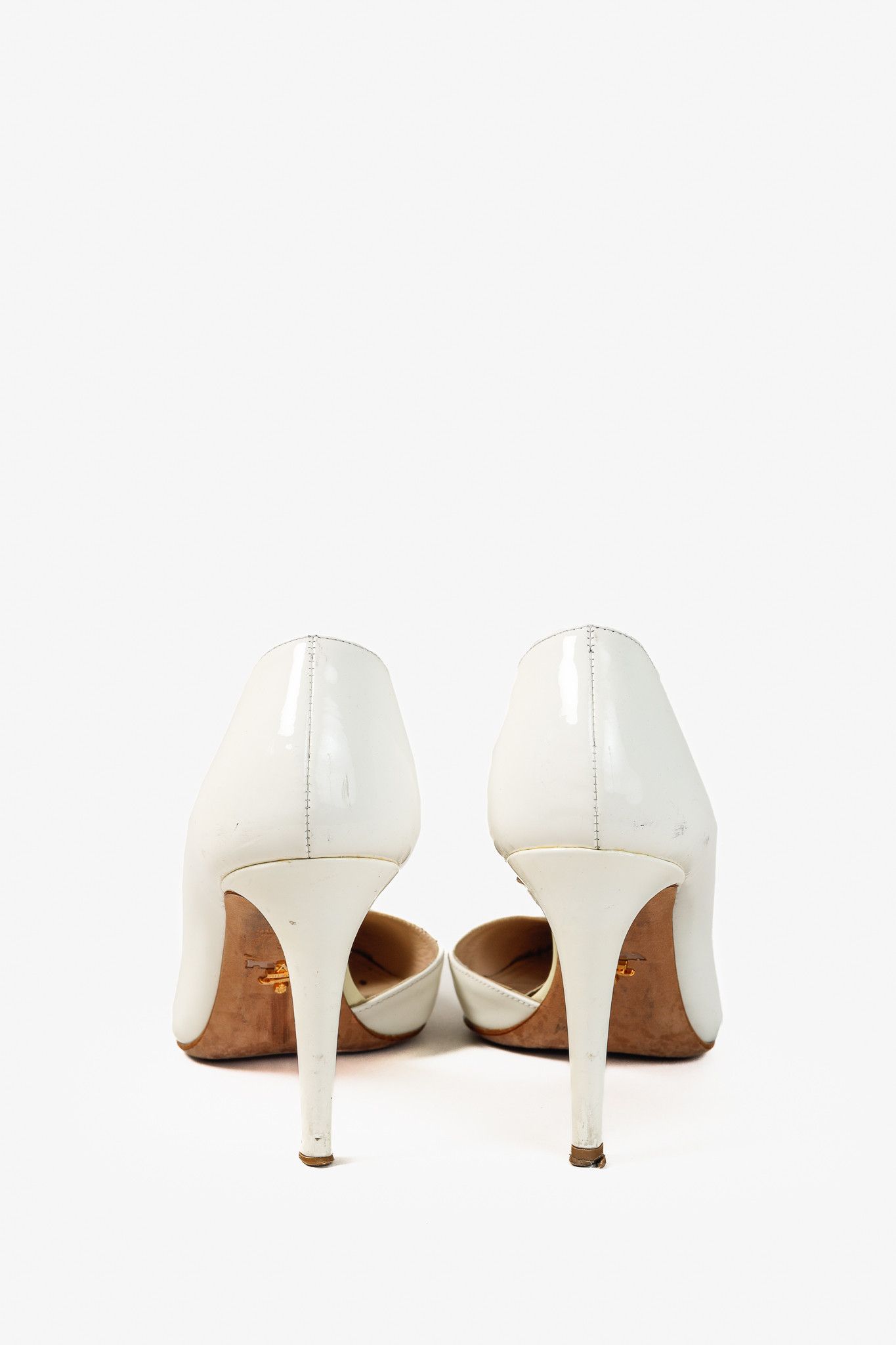 Prada Prada White Pointed Toe Stiletto Heel Patent Leather Pump Size US 7.5 / IT 37.5 - 3 Thumbnail