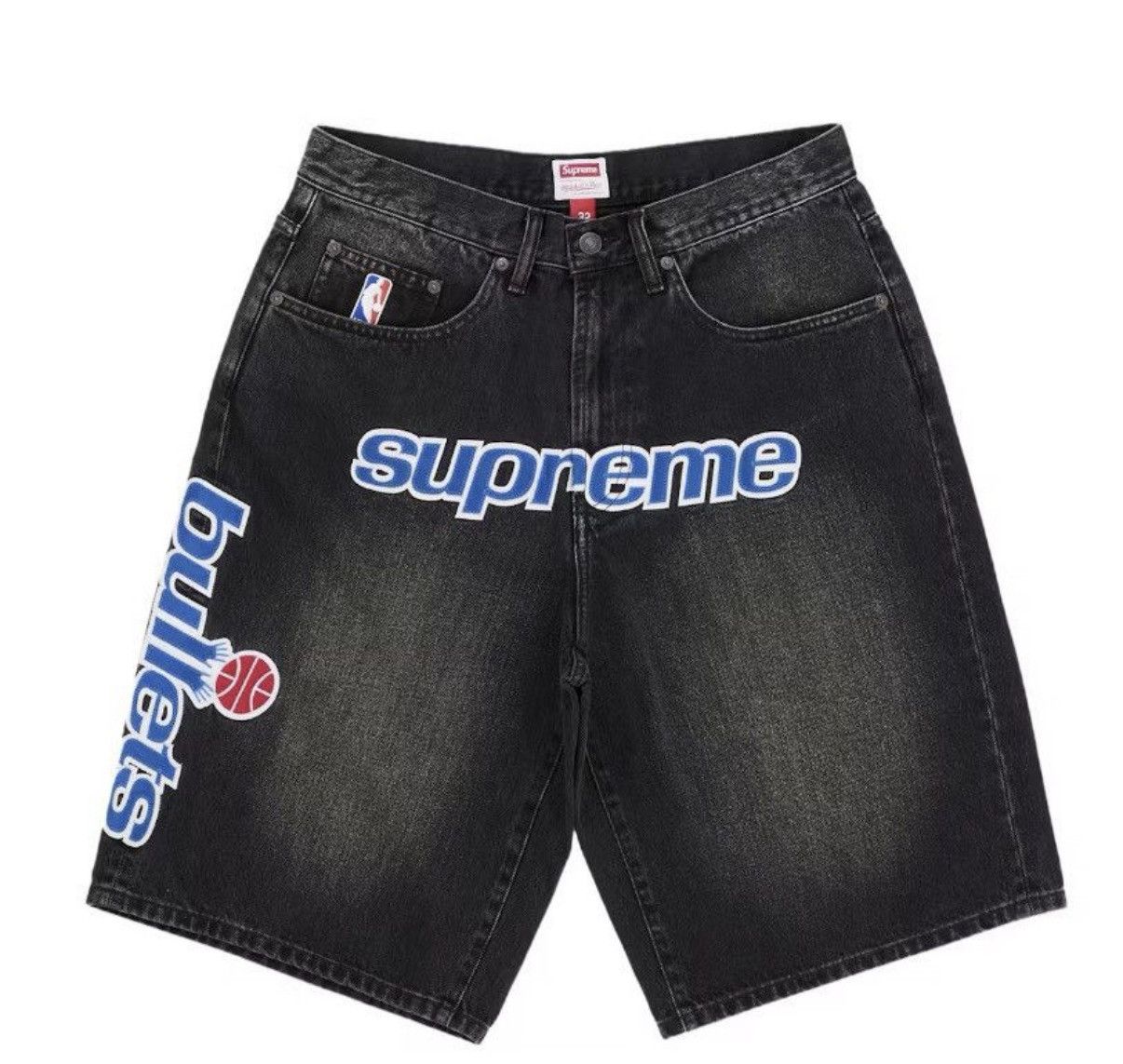 Mitchell & Ness × Supreme Supreme®/Mitchell & Ness Washington Bullet Baggy Denim Short Size US 30 / EU 46 - 1 Thumbnail