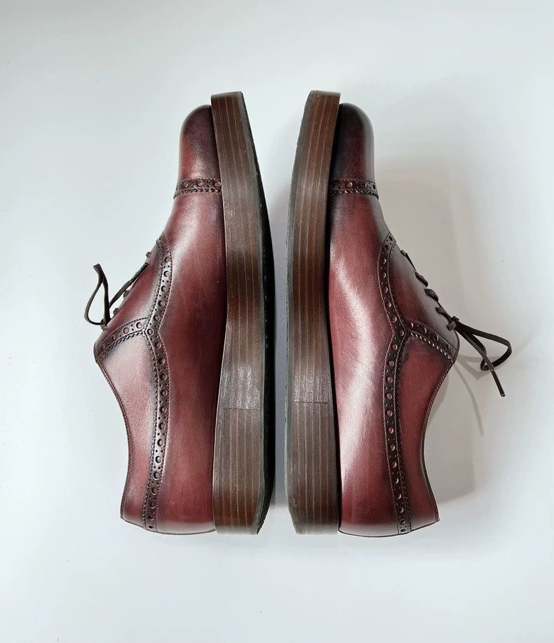 Gucci Brown Oxford Leather Shoes with Brogue Detail-2506 Size US 8.5 / EU 41-42 - 6 Thumbnail