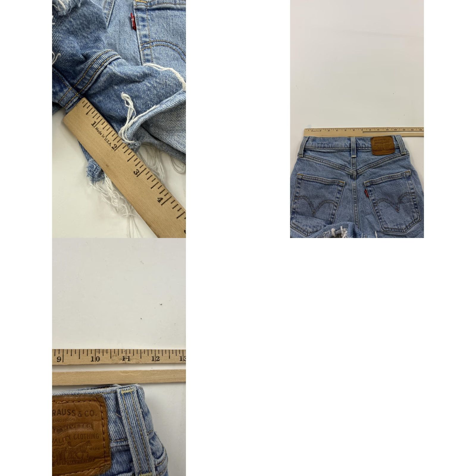 Levi's Levi's Womens Shorts 24 Blue Ribcage High Rise Button Fly Distressed Raw Hem Cut-Off Casual Denim Size 42" / US 20 - 8 Thumbnail