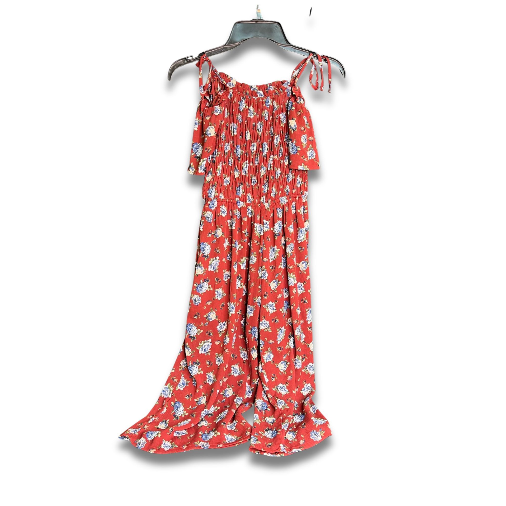Other Red Floral Print Strappy Jumpsuit With Smocked Top & Flowing Size S / US 4 / IT 40 - 2 Thumbnail
