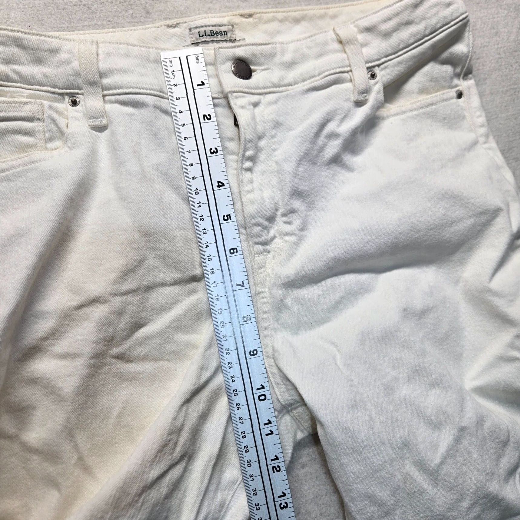 Vintage L.L Bean Women's Solid White Chino Straight Leg Pants Size 14 Size 36" / US 14 / IT 50 - 5 Thumbnail