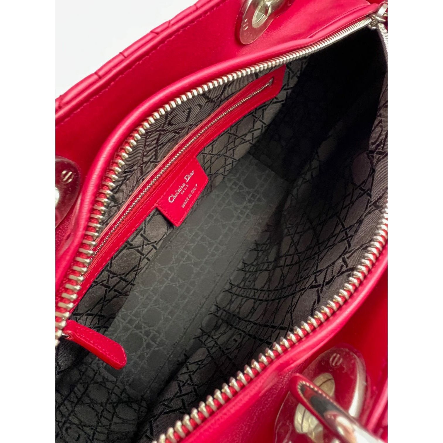 Dior Christian Dior Lambskin Cannage Large Red Lady Dior Shoulder Size ONE SIZE - 6 Thumbnail