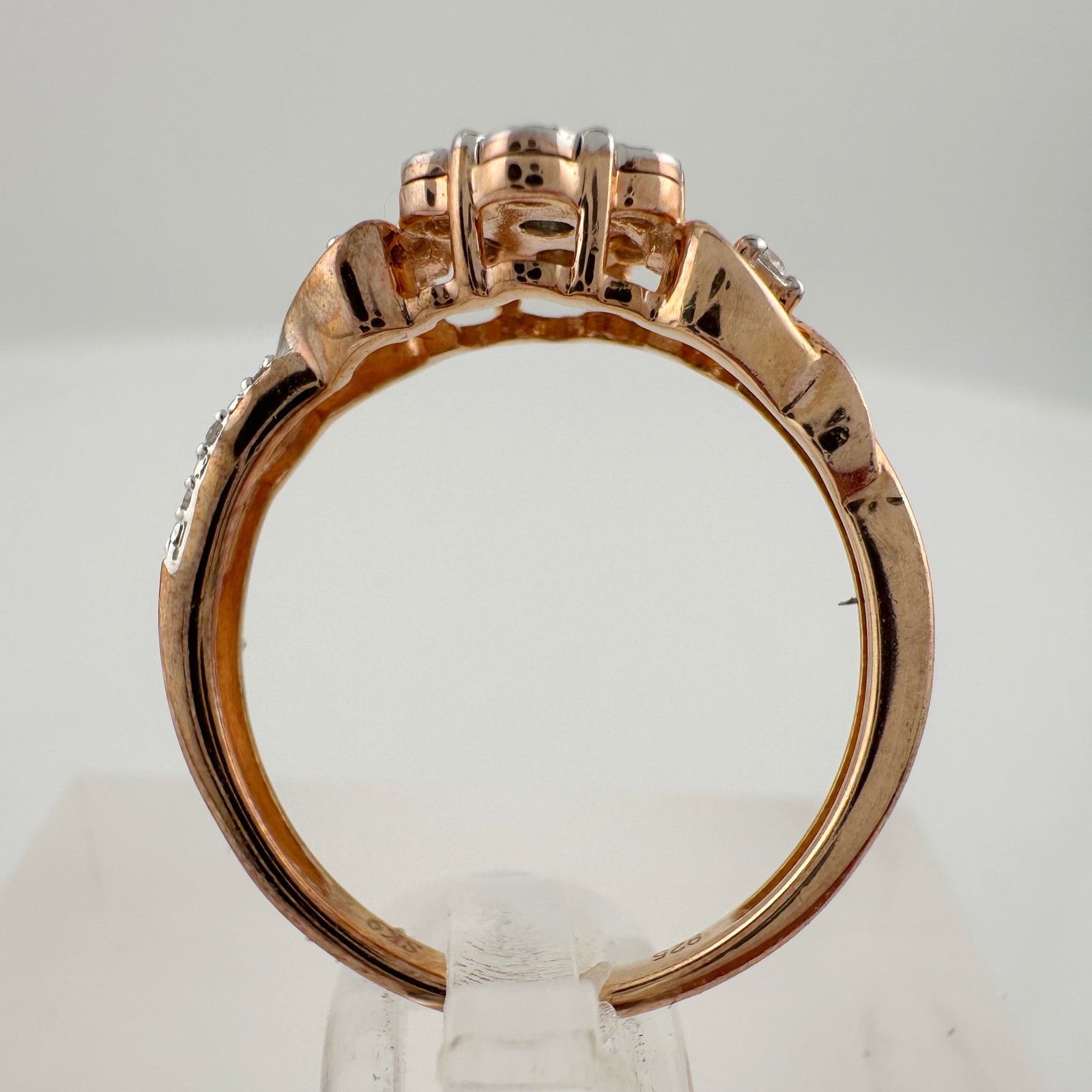 Other Two Tone Diamond Cluster Ring with Hearts on sides - size 7 Size ONE SIZE - 6 Thumbnail
