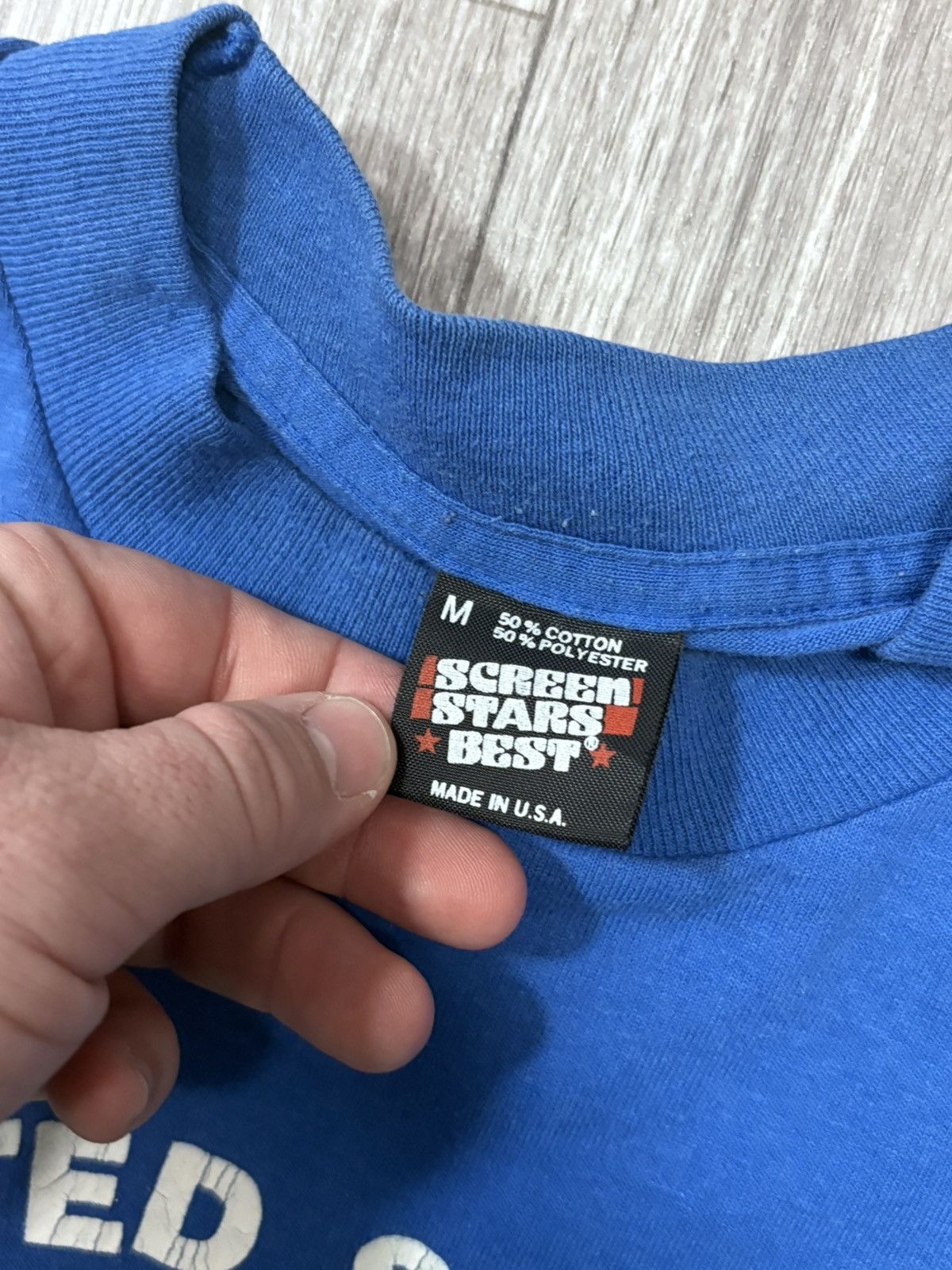 Vintage 80’s US Weightlifting Vintage Faded Blue Screen Stars Tee Size US M / EU 48-50 / 2 - 4 Thumbnail
