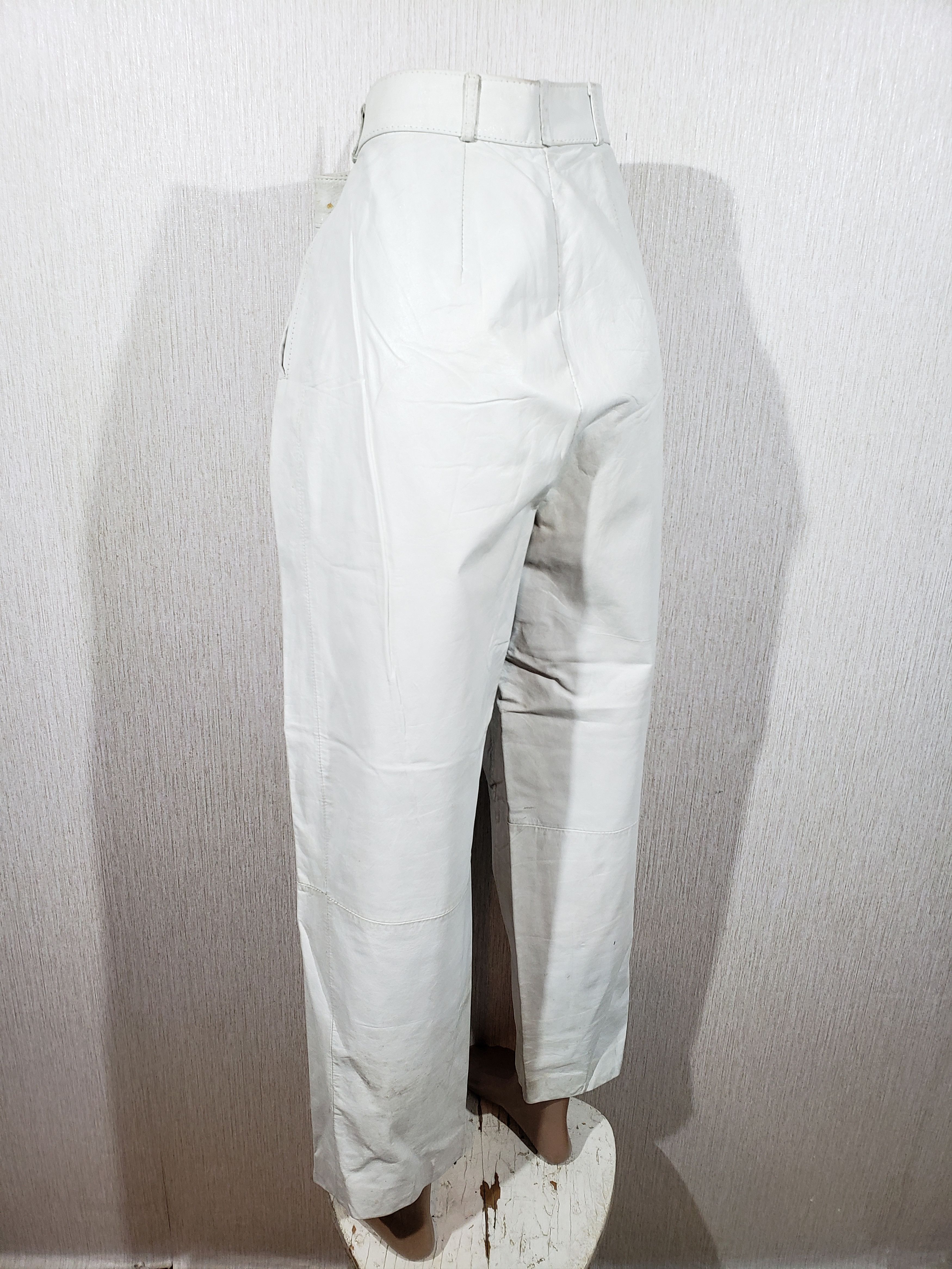 Genuine Leather White women's pants with pockets. Size 30" / US 8 / IT 44 - 5 Thumbnail