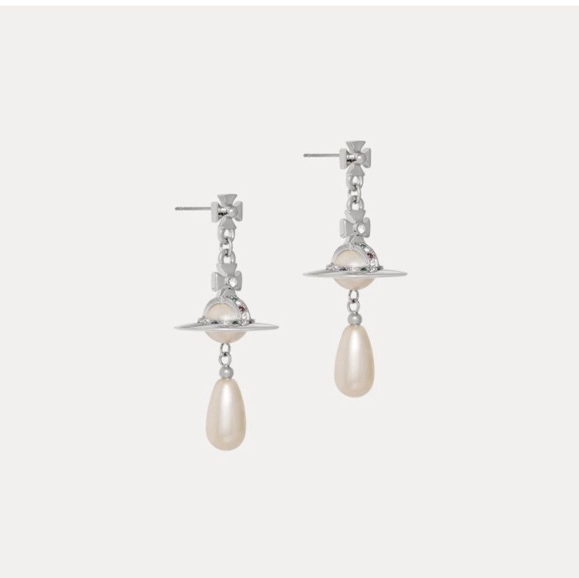 Vivienne Westwood Vivienne Westwood Silver Toned Pearl Drop Earrings Size ONE SIZE - 1 Thumbnail