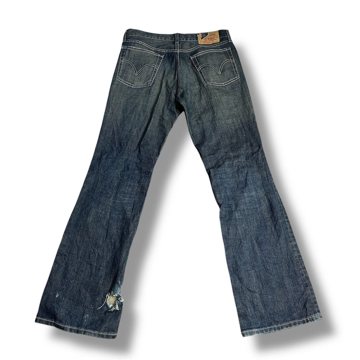 Levi's × Vintage Flared Levis 517 Distressed Denim Faded Blue Size US 33 - 3 Thumbnail