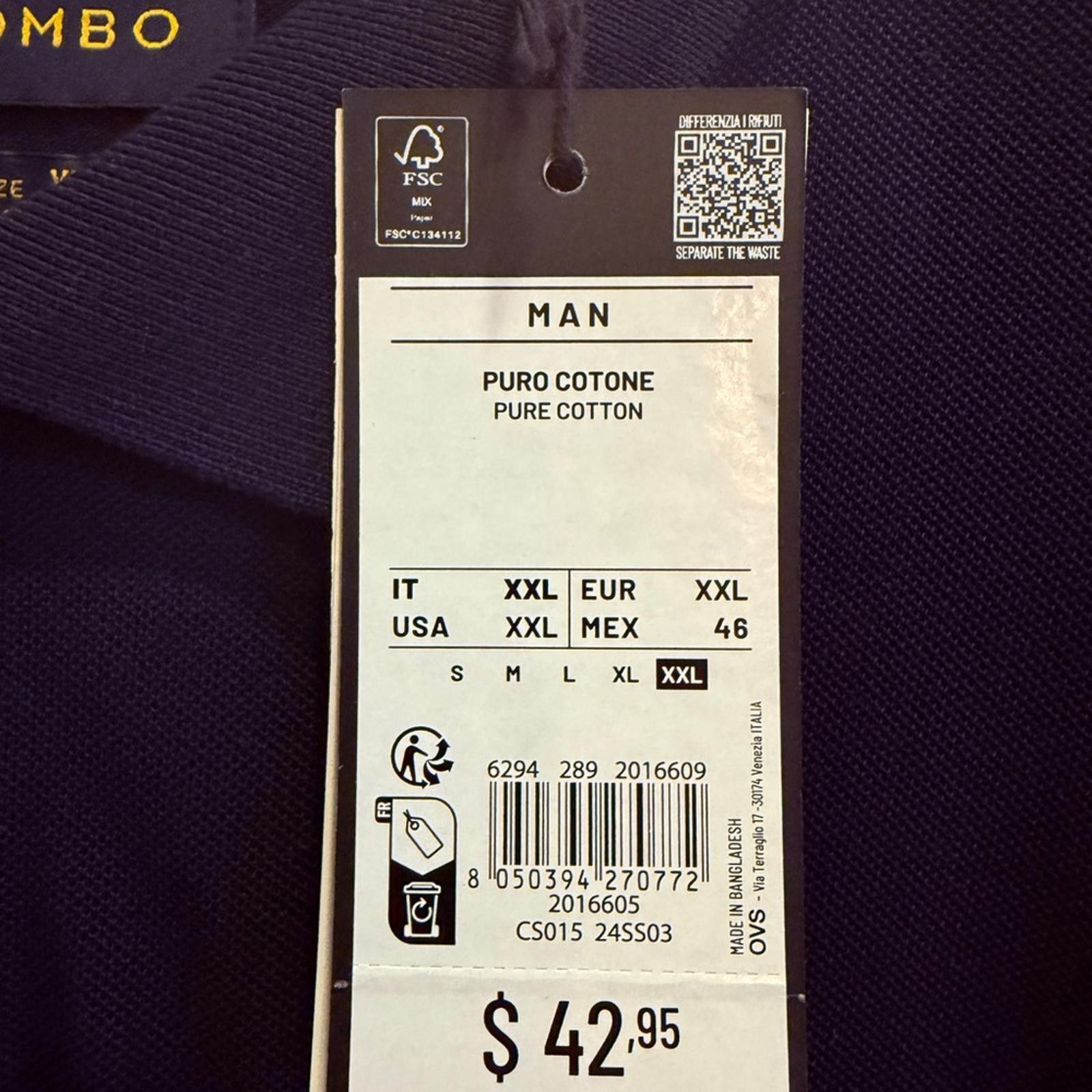 PIOMBO Piombo Italy Men's Pima Cotton Navy Blue Polo Shirt sz XXL Size US XXL / EU 58 / 5 - 8 Thumbnail