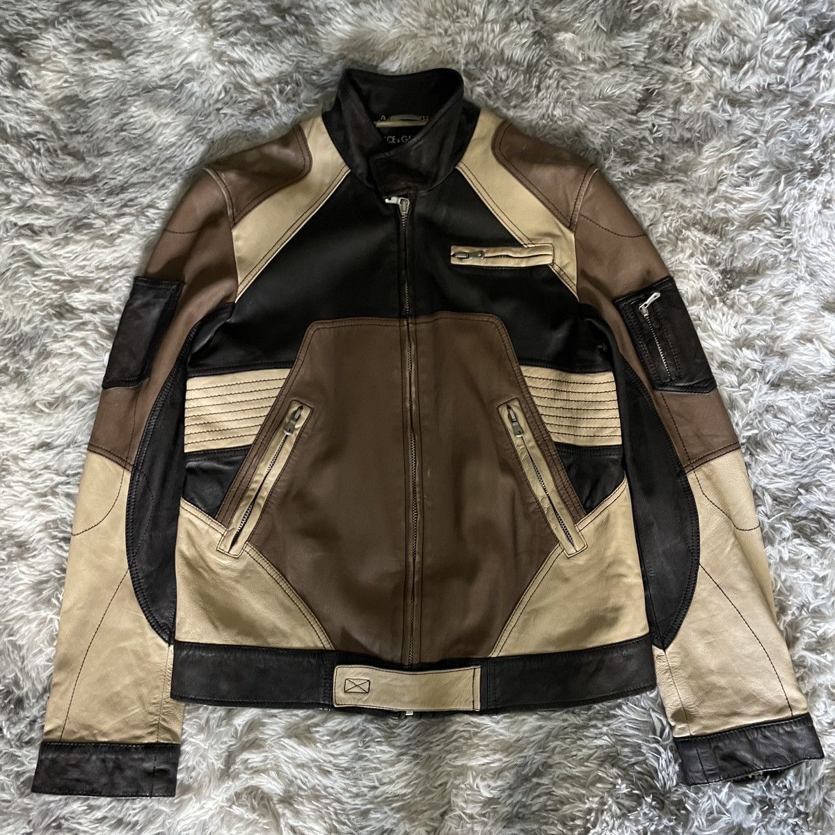 SS04 Dolce & Gabbana ‘Tonal’ Sheepskin Leather Racing Jacket