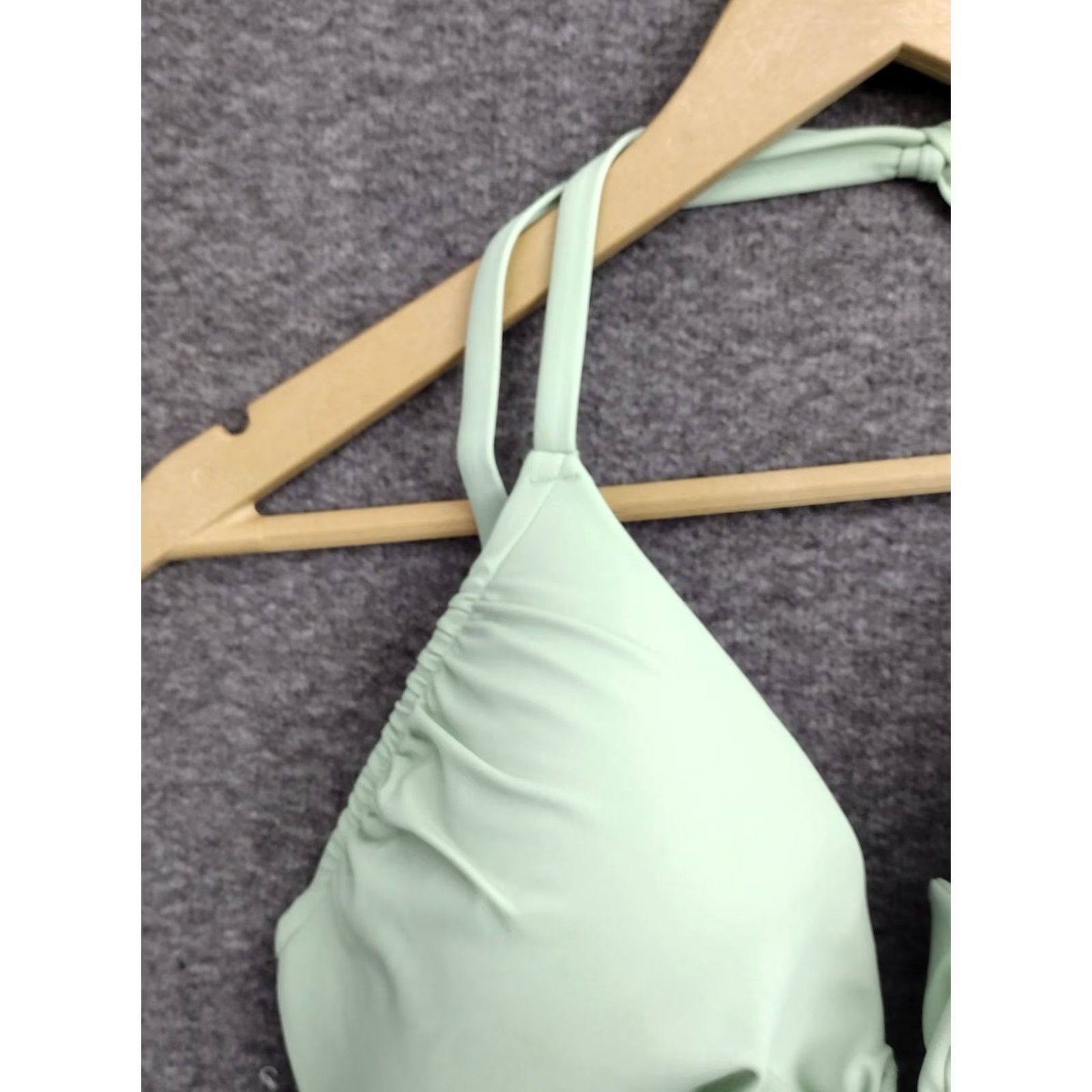 Vintage Shade & Shore Green Front Tie Spaghetti Bikini Swim Top Padded Size 34D Women Solid Nylon Polyester Spandex Beach 90s Theme Mens Womens Girls 0 Size XXS / US 00 / IT 34 - 7 Thumbnail