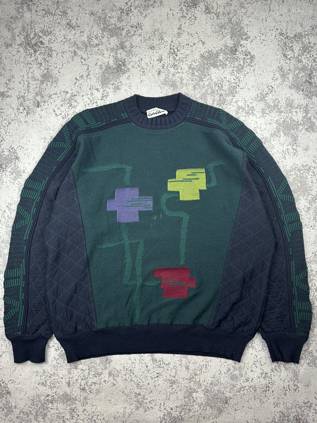 Vintage Carlo Colucci Wool Knit Sweater Rare Abstract Design