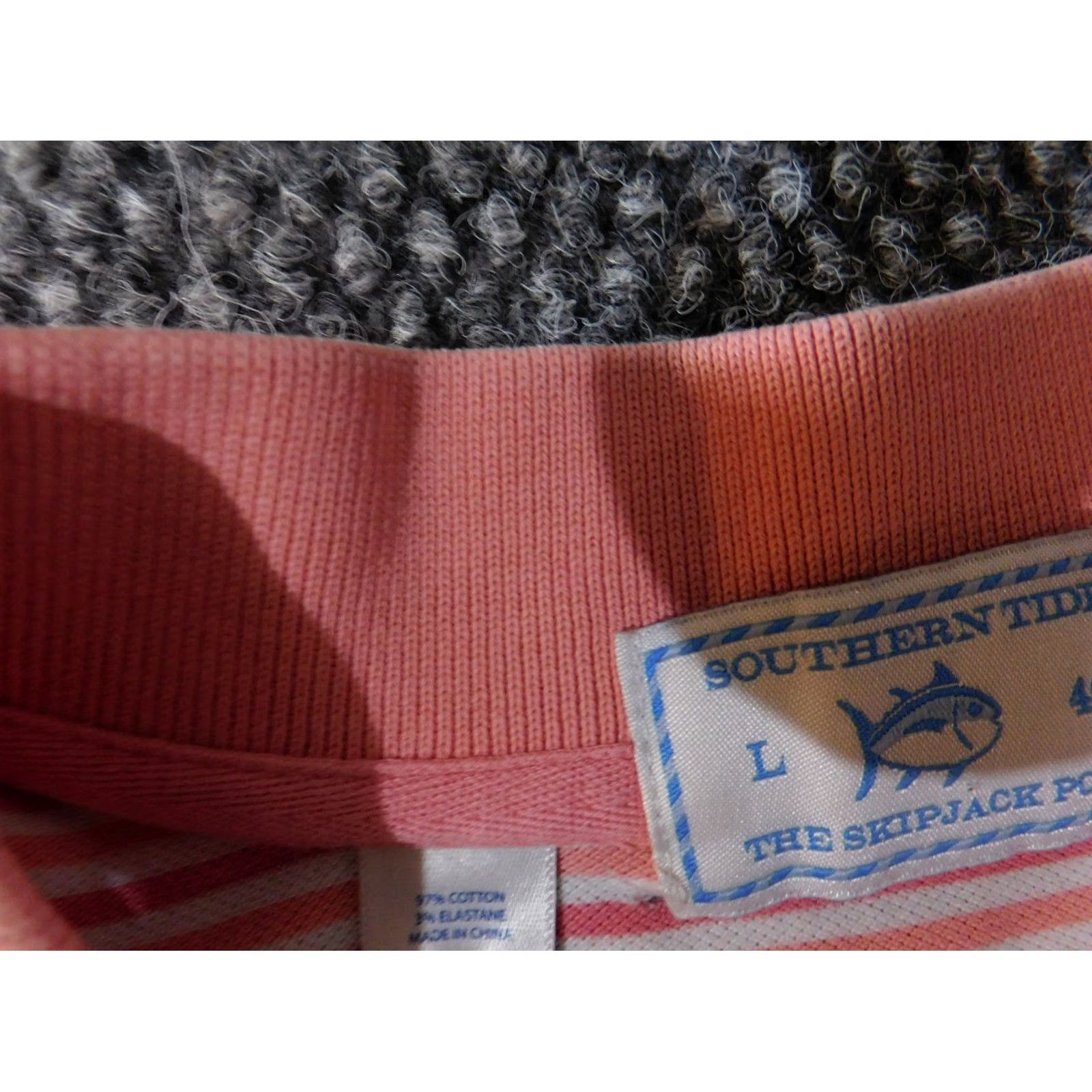 Southern Tide Southern Tide Polo Shirt Mens L Pink White Striped Cotton Casual Short Sleeve Collar Logo Golf Summer 2020s Size US L / EU 52-54 / 3 - 7 Thumbnail