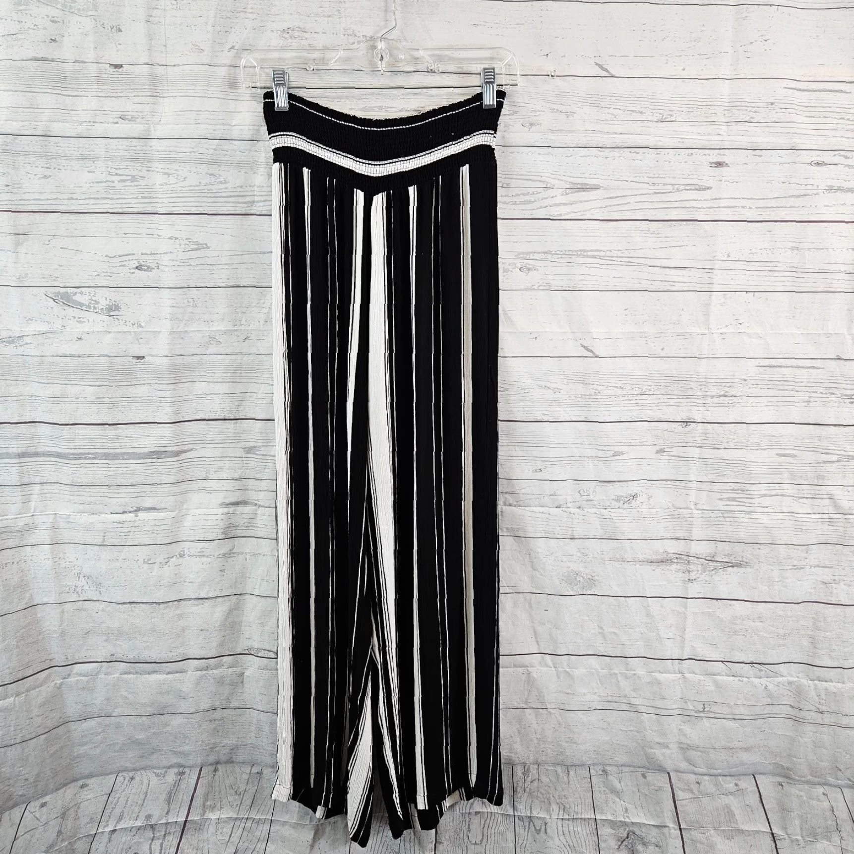 Ralph Lauren Lauren Ralph Lauren Womens Pants Small Black White Stripe Smocked Waist Pants Raglan Stripe Pull On Retro Ready-to-Wear Womens Size 28" / US 6 / IT 42 - 2 Thumbnail